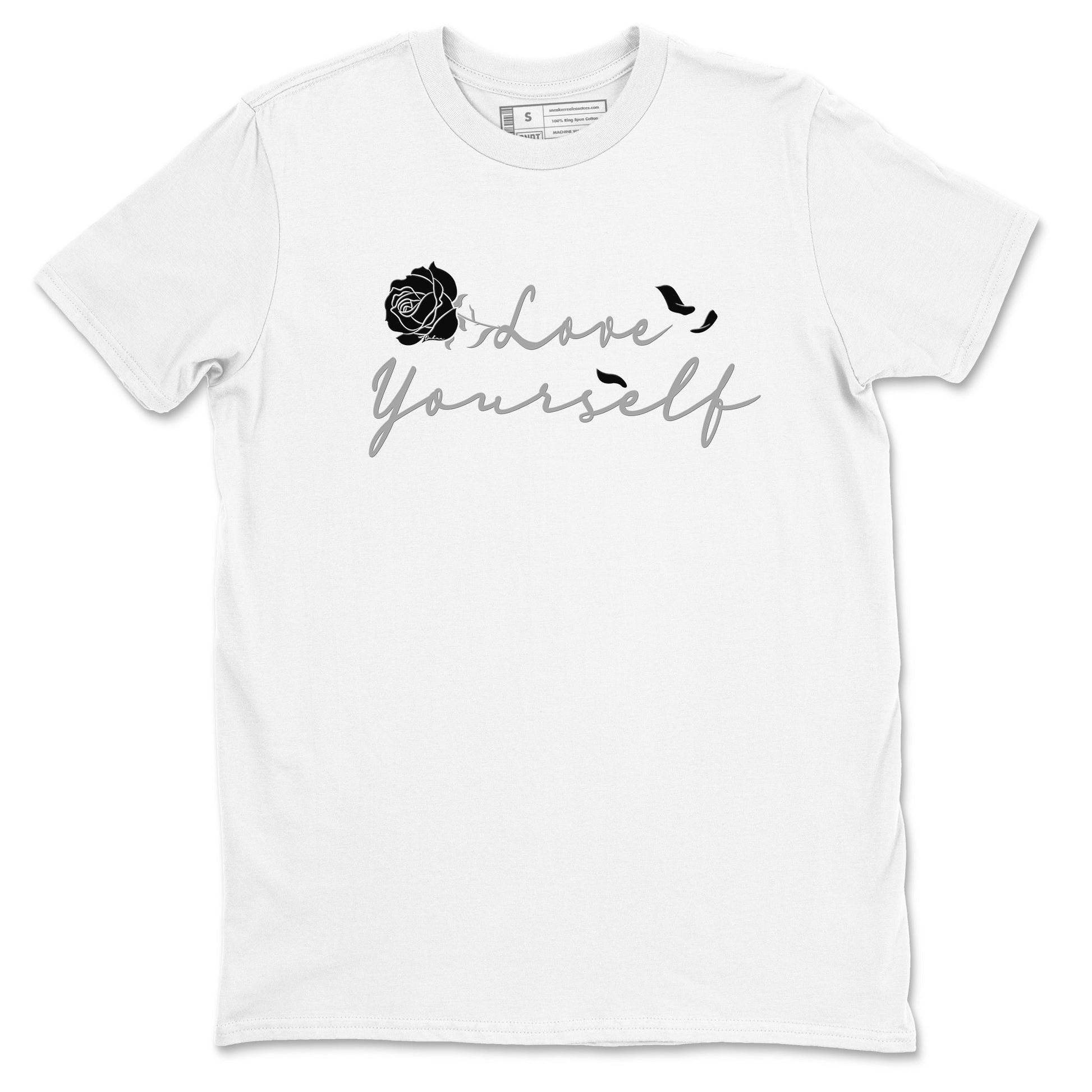 12s Black Wolf Grey shirts to match jordans Love Yourself sneaker match tees Air Jordan 12 Black Wolf Grey match shoes to clothes SNRT Sneaker Tees unisex cotton White 2 shirts