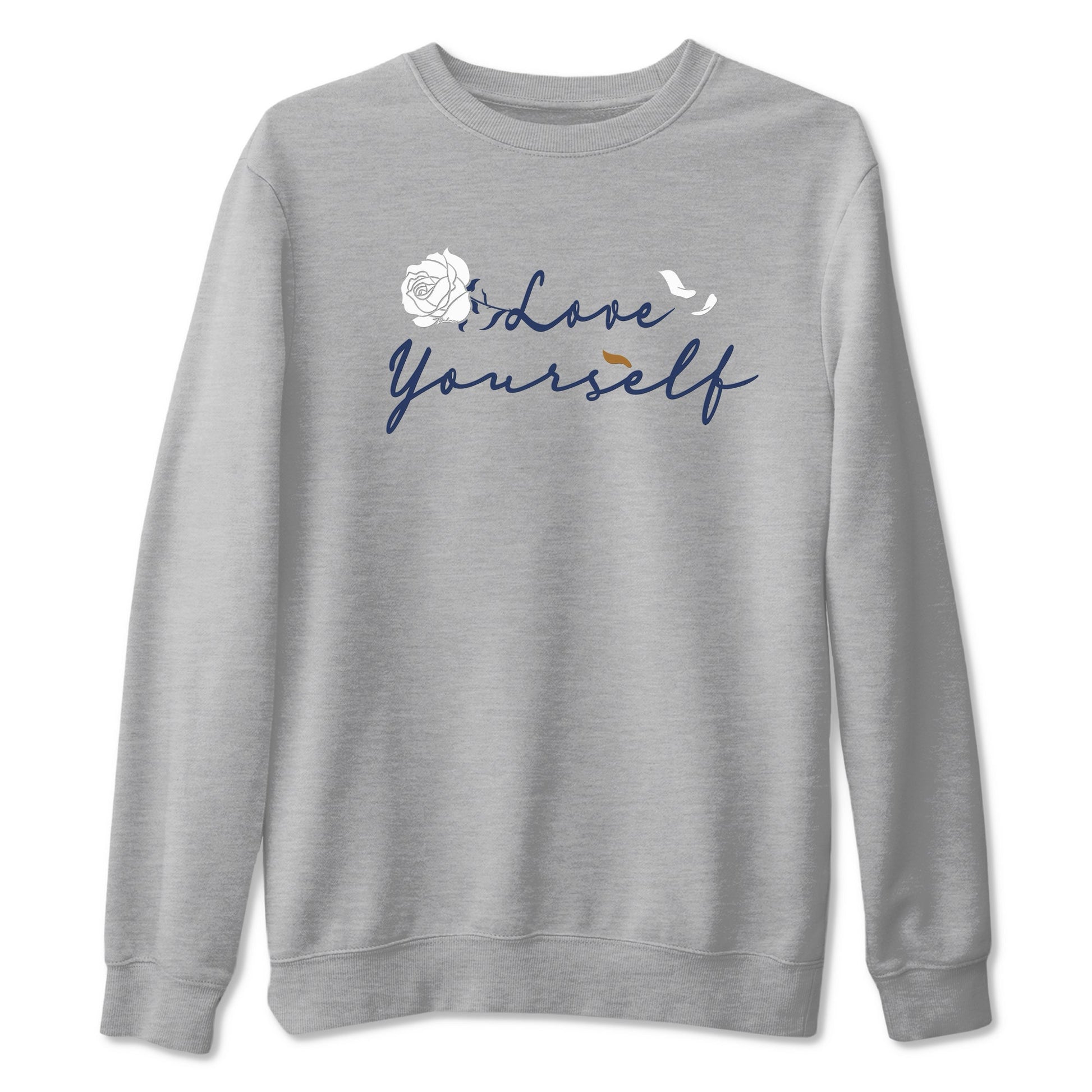 13s Midnight Navy shirts to match jordans Love Yourself sneaker match tees Air Jordan 13 Midnight Navy SNRT Sneaker Release Tees unisex cotton Heather Grey 2 crew neck shirts
