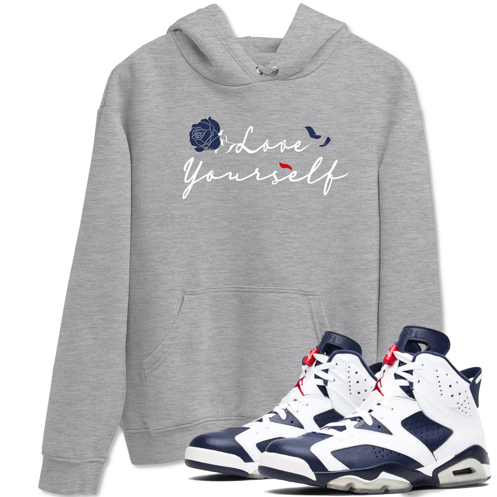 6s White And Midnight Navy shirts to match jordans Love Yourself sneaker match tees Air Jordan 6 White And Midnight Navy SNRT Sneaker Release Tees unisex cotton Heather Grey 1 crew neck shirts