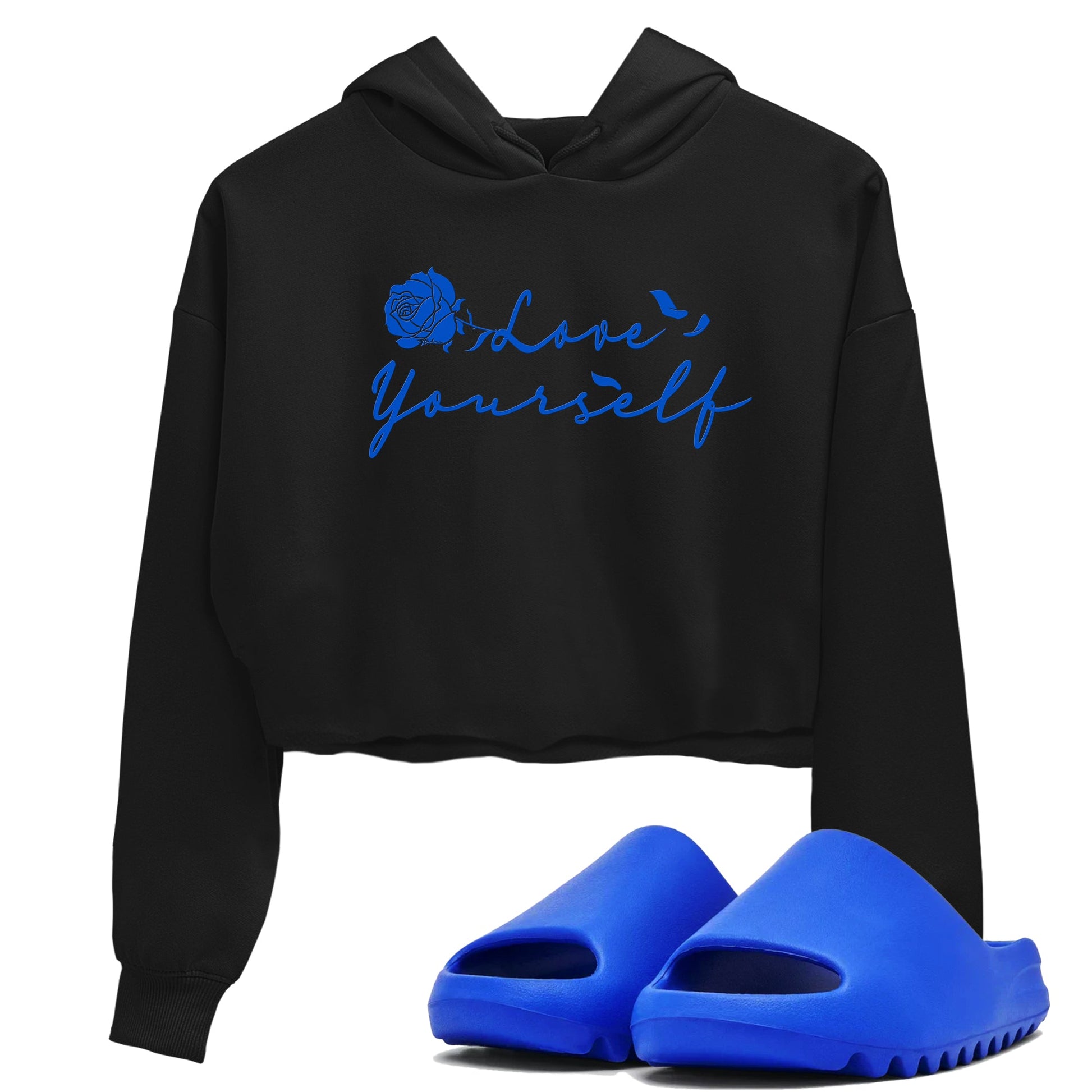 Yeezy Slide Azure shirts to match jordans Love Yourself sneaker match tees Yeezy Slide Azure SNRT Sneaker Tees streetwear brand Black 1 crop tee