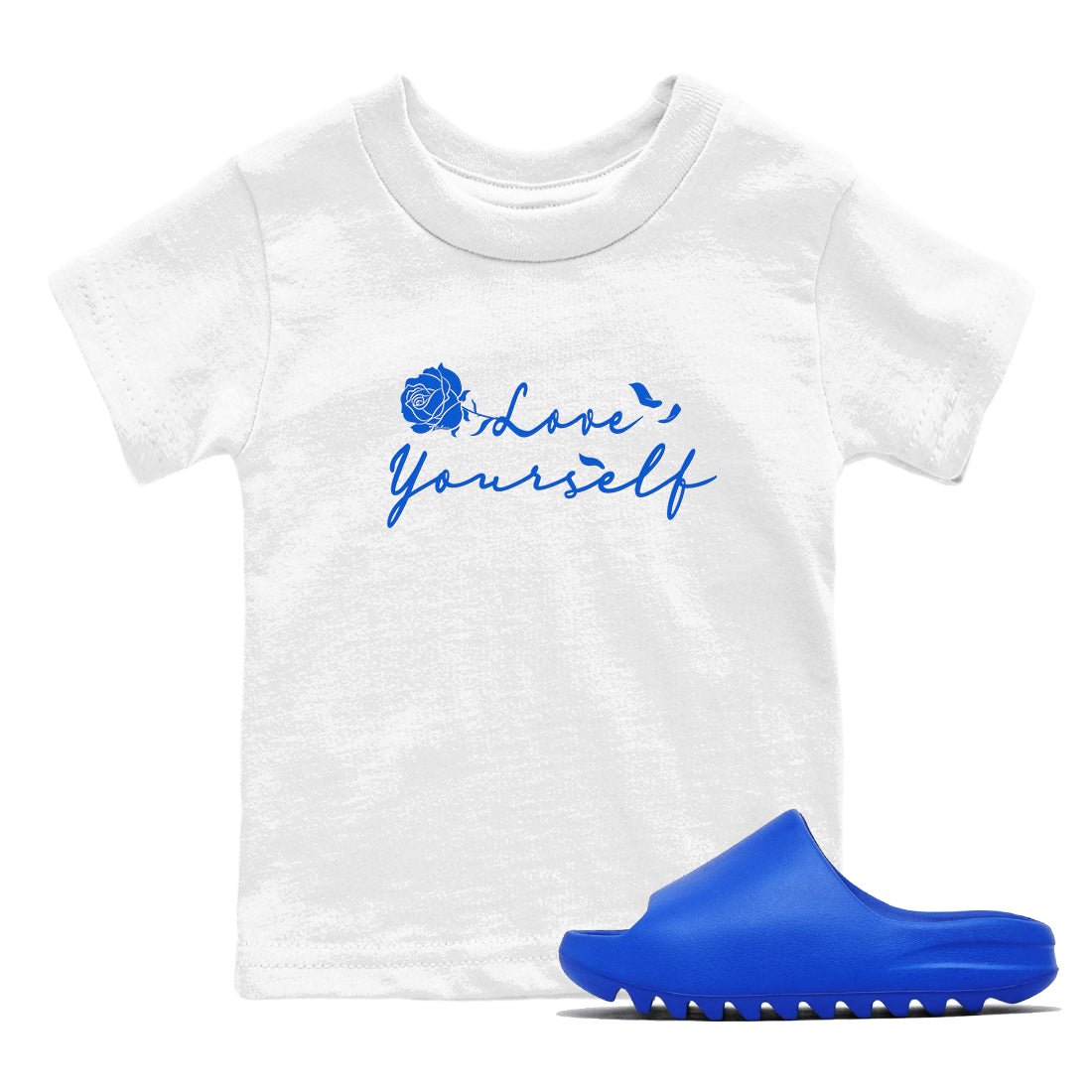 Yeezy Slide Azure shirts to match jordans Love Yourself sneaker match tees Yeezy Slide Azure SNRT Sneaker Tees streetwear brand Baby and Youth White 1 cotton tee