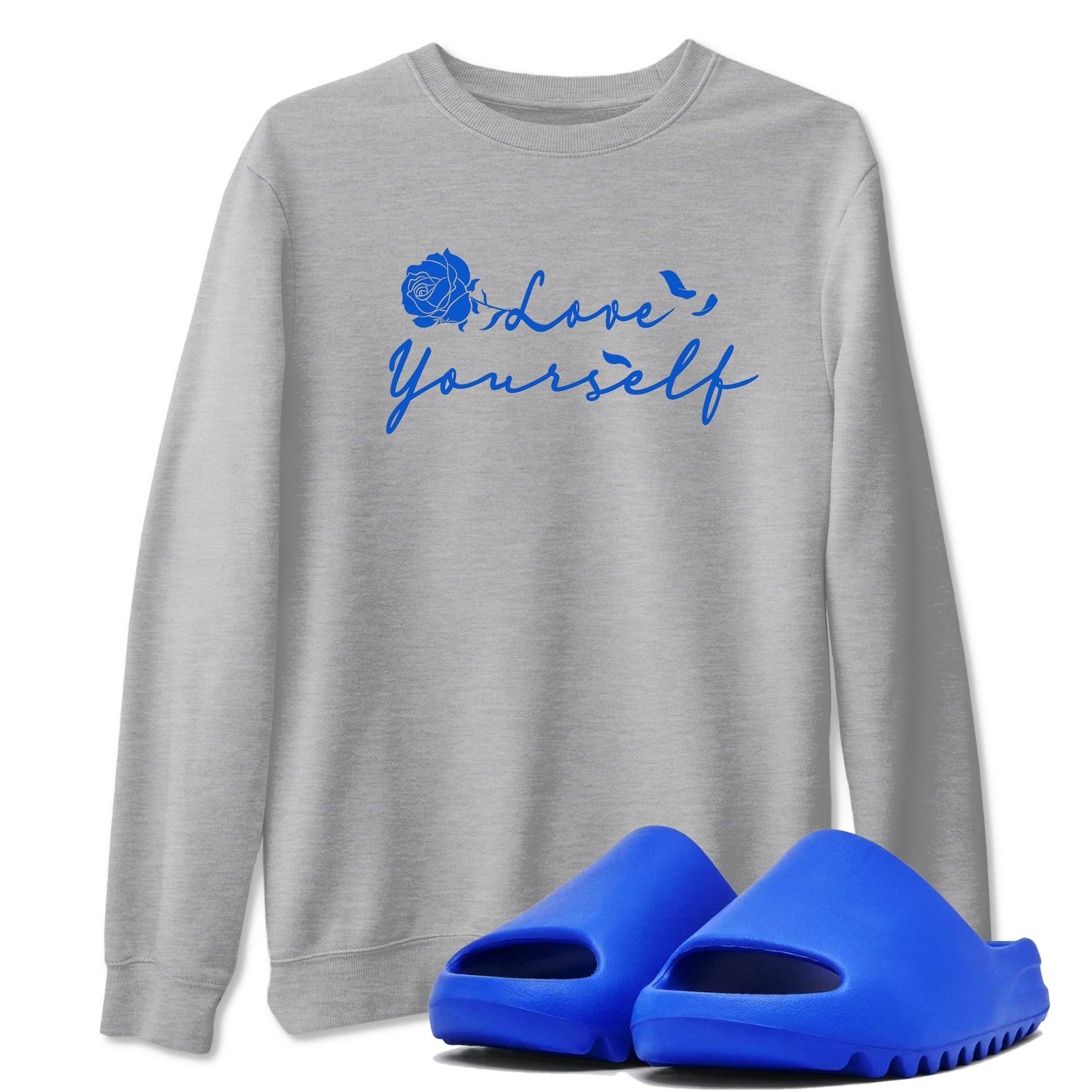 Yeezy Slide Azure shirts to match jordans Love Yourself sneaker match tees Yeezy Slide Azure SNRT Sneaker Tees streetwear brand Heather Grey 1 unisex cotton tee