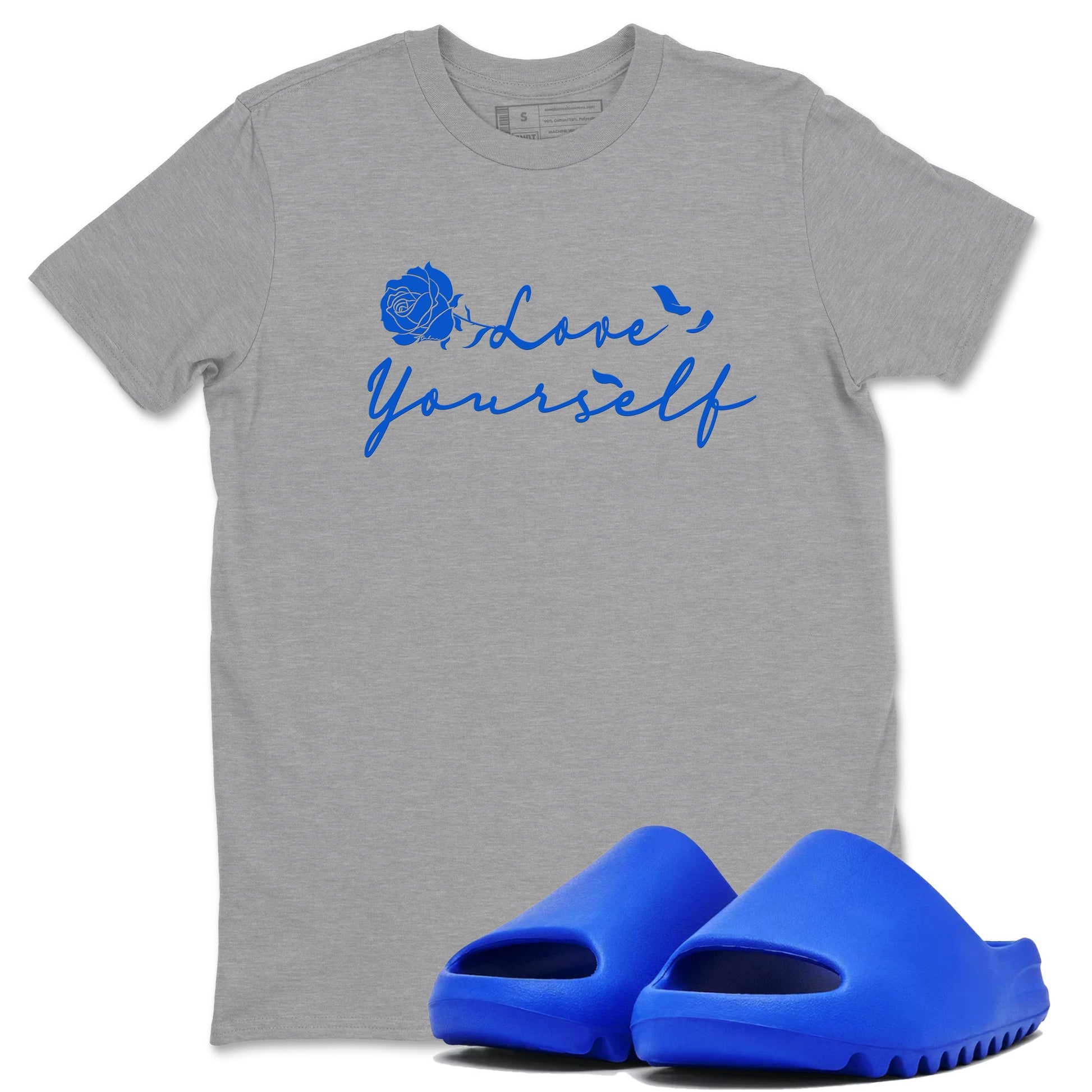 Yeezy Slide Azure shirts to match jordans Love Yourself sneaker match tees Yeezy Slide Azure SNRT Sneaker Tees streetwear brand Heather Grey 1 unisex cotton tee