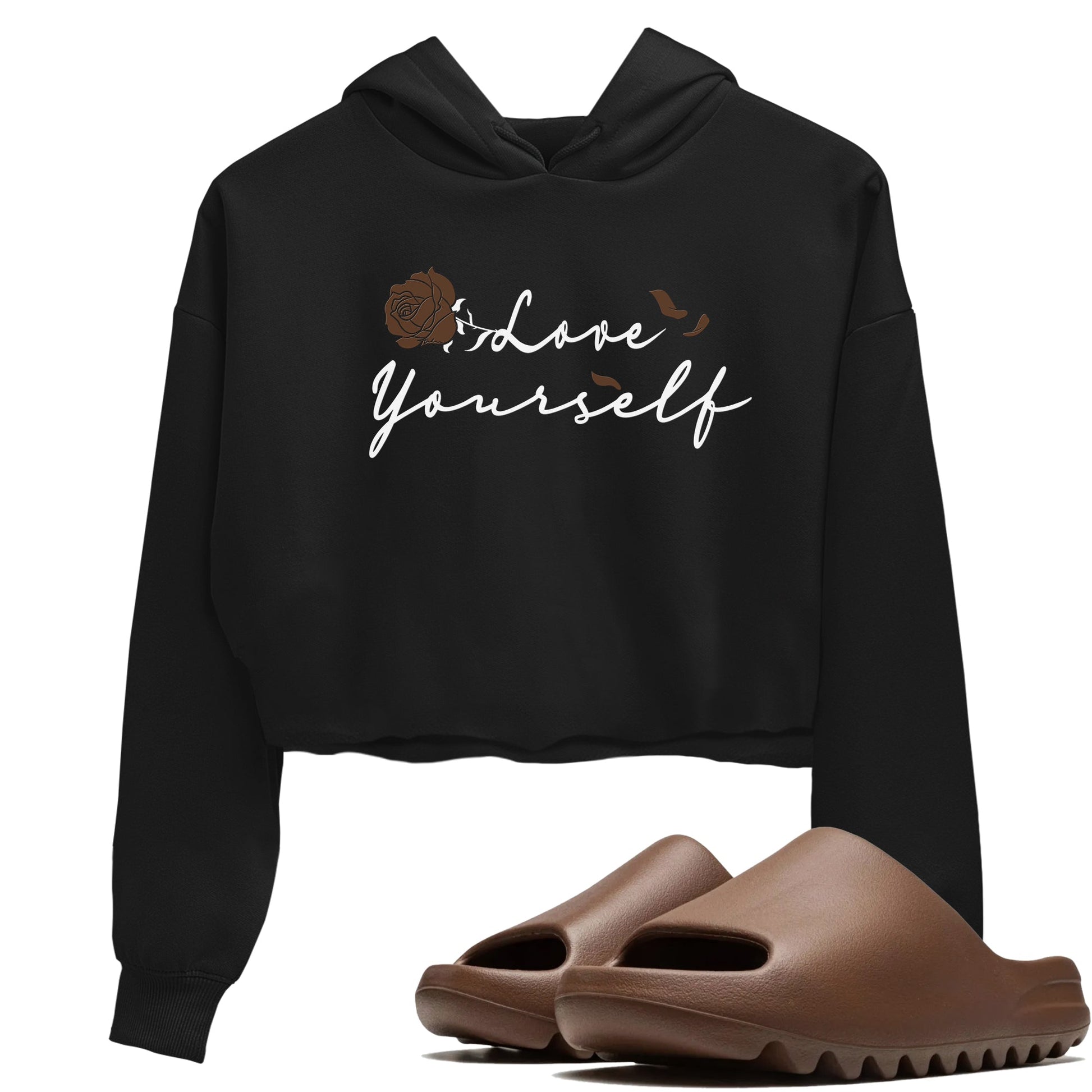 Yeezy Slide Flax shirts to match jordans Love Yourself sneaker match tees Yeezy Slide Flax SNRT Sneaker Tees streetwear brand Black 1 crop tee