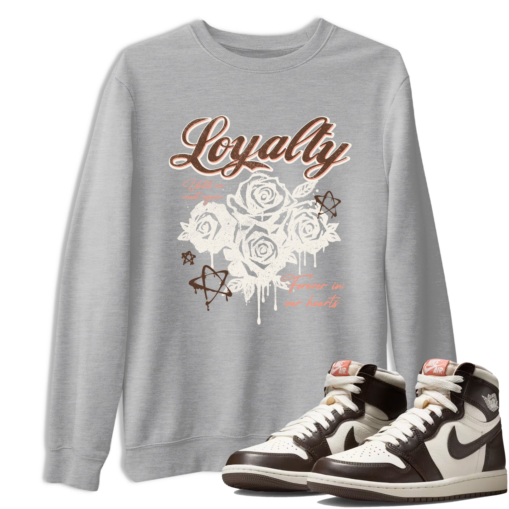 Sneaker match tees – Sneaker Tees To Match Air Jordan 1 Baroque Brown Shoes – Loyalty Tee Heather Grey 1