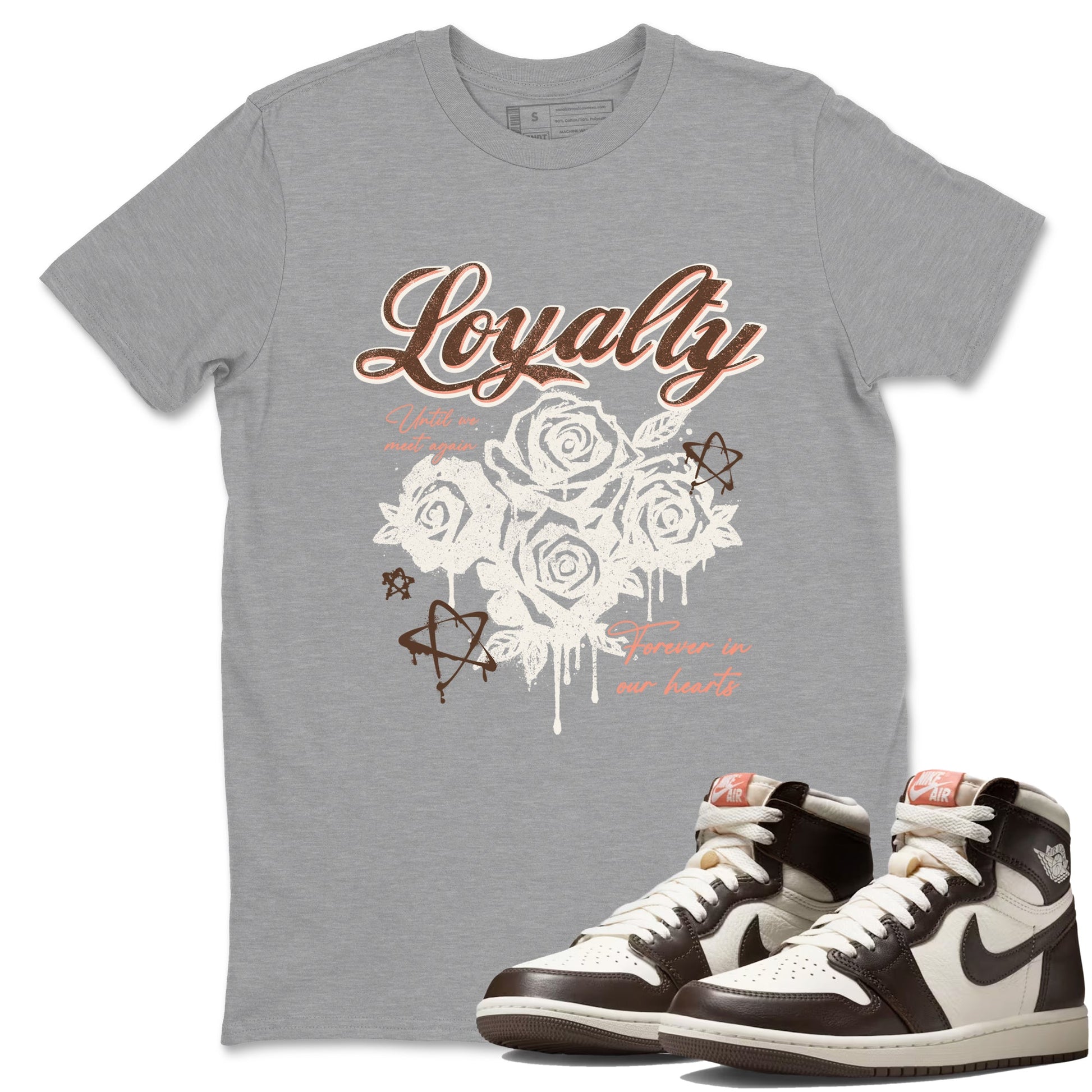 Sneaker match tees – Sneaker Tees To Match Air Jordan 1 Baroque Brown Shoes – Loyalty Tee Heather Grey 1