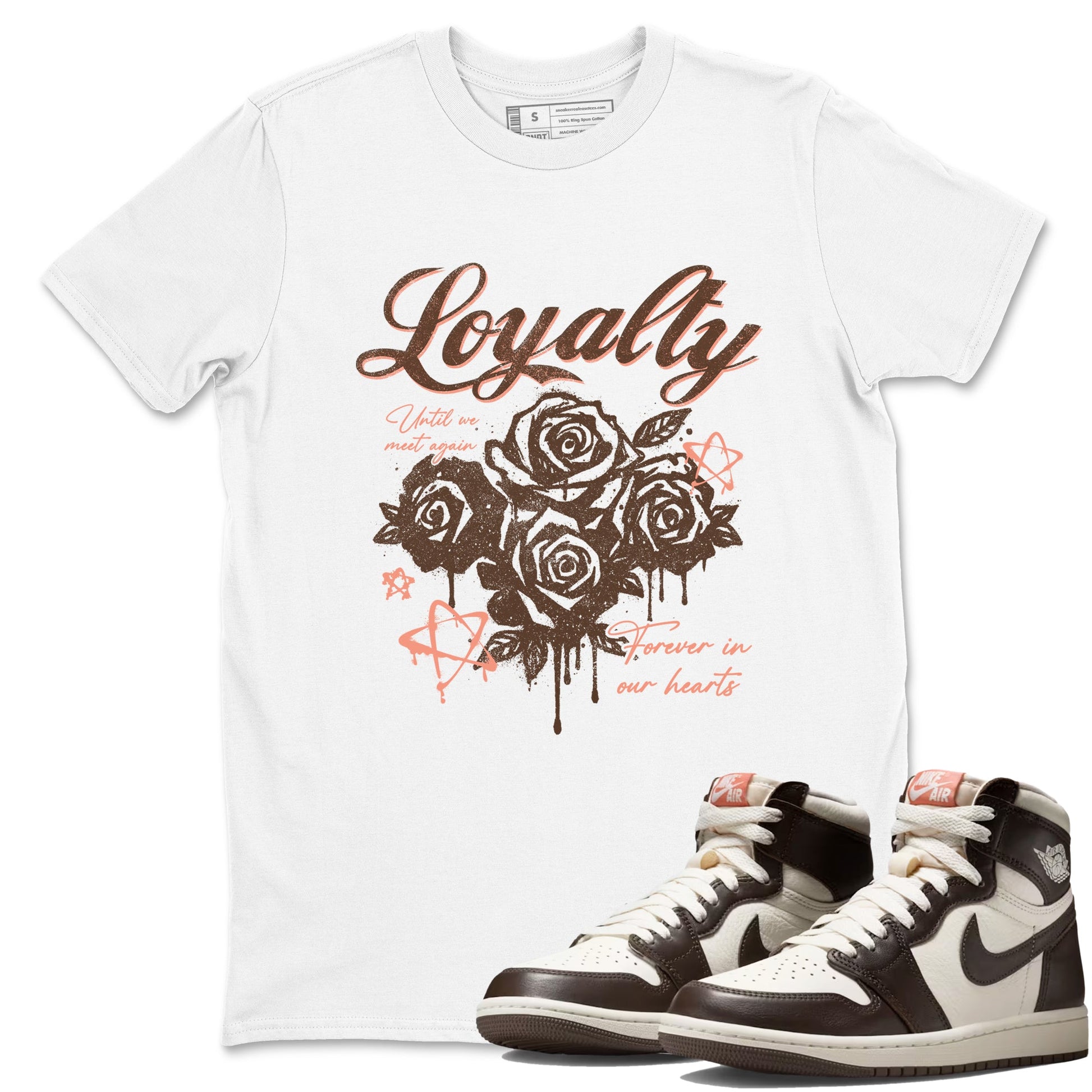 Sneaker match tees – Sneaker Tees To Match Air Jordan 1 Baroque Brown Shoes – Loyalty Tee White 1