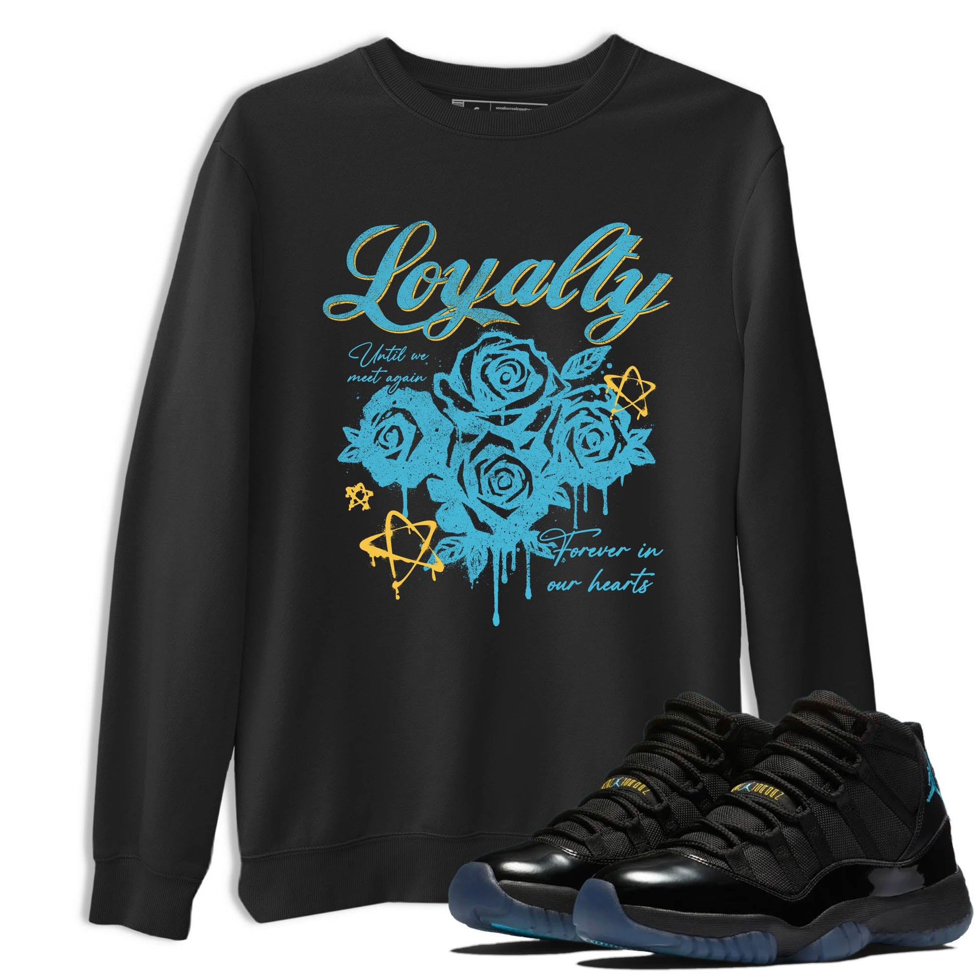 Sneaker Threads – Sneaker Tees To Match Air Jordan 11 Retro Gamma – Loyalty Graphic Tee Black 1. Perfect for Jordan releases 2025 colorways.