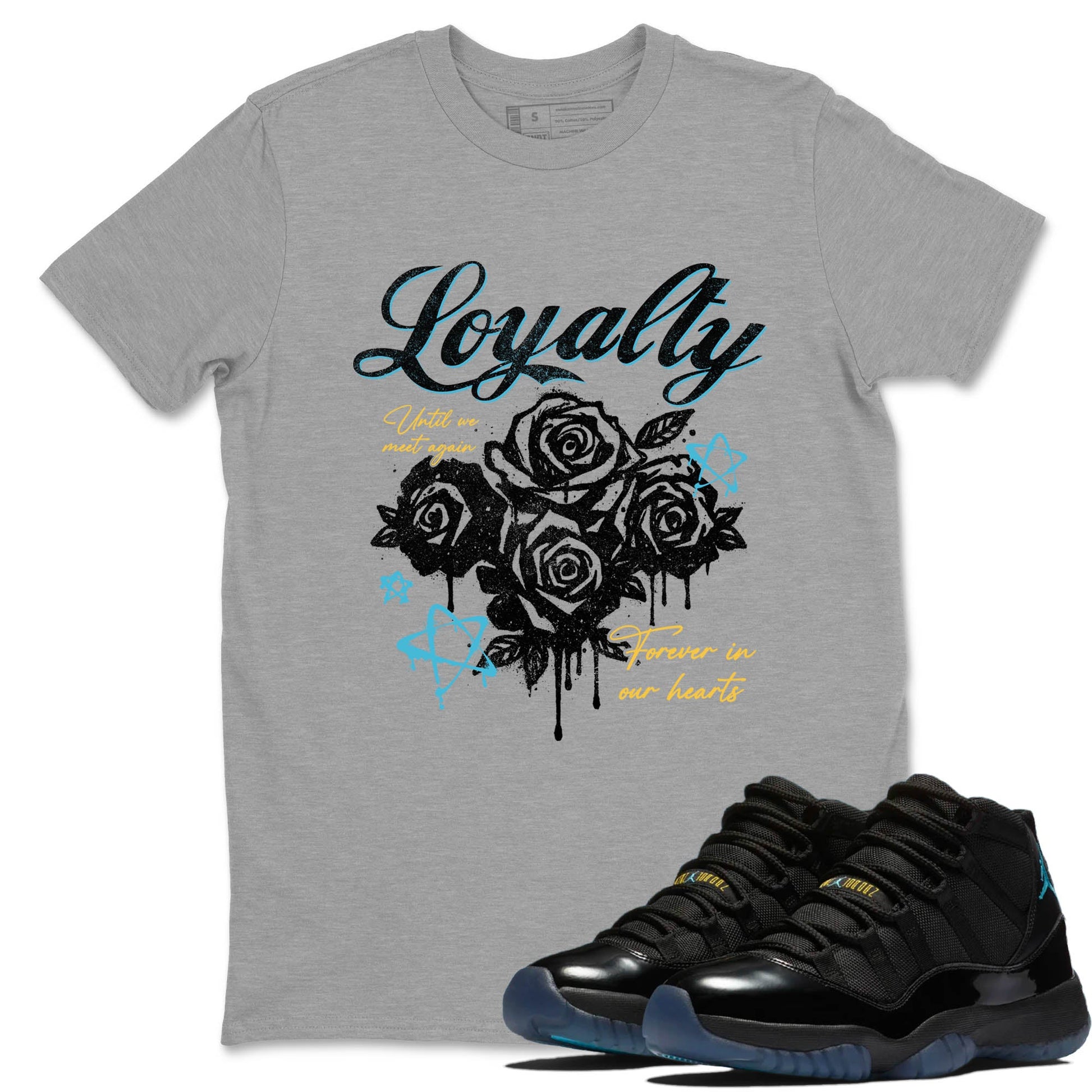 Sneaker Threads – Sneaker Tees To Match Air Jordan 11 Retro Gamma – Loyalty Graphic Tee Heather Grey 1. Perfect for Jordan releases 2025 colorways.