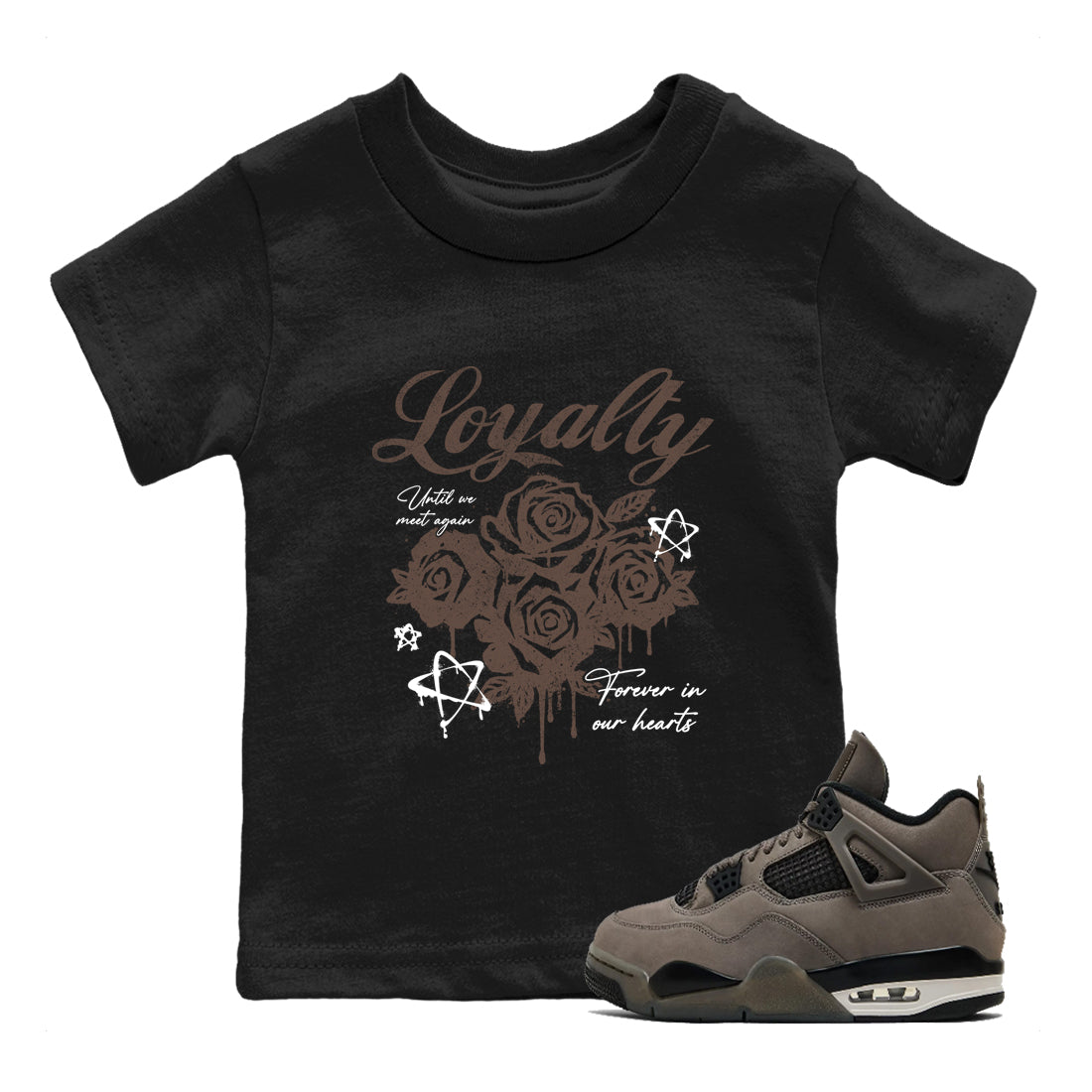 Sneaker match tees – Sneaker Tees To Match Air Jordan 4 Cave Stone Shoes – Loyalty Kids T-Shirt Black 1
