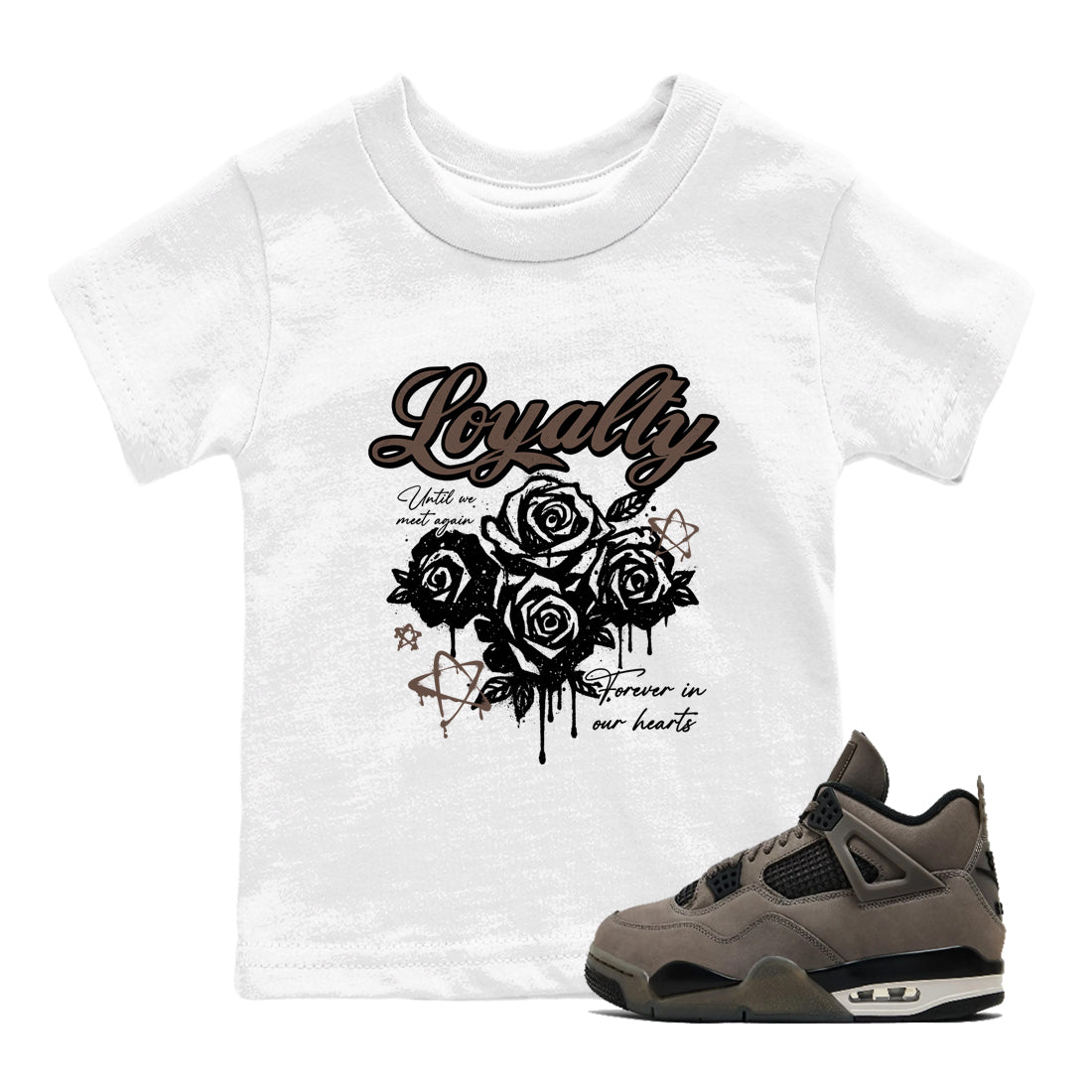 Sneaker match tees – Sneaker Tees To Match Air Jordan 4 Cave Stone Shoes – Loyalty Kids T-Shirt White 1