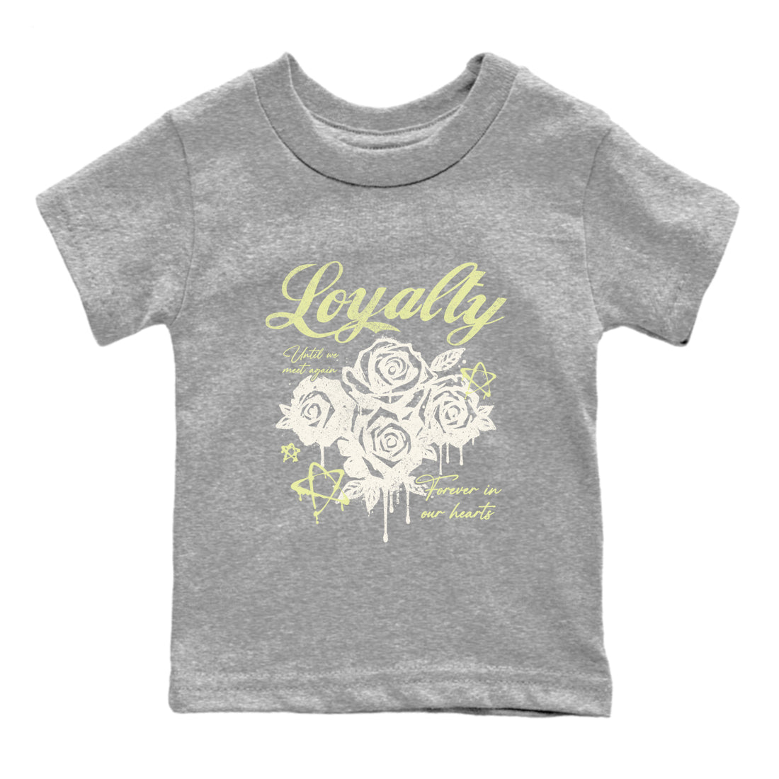 Sneaker match tees – Sneaker Tees To Match Air Jordan 5 Luminous Green Shoes – Loyalty Kids T-Shirt Heather Grey 2