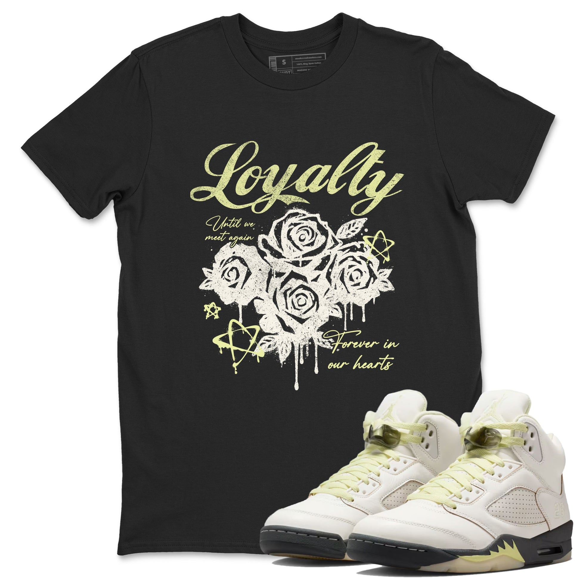 Sneaker match tees – Sneaker Tees To Match Air Jordan 5 Luminous Green Shoes – Loyalty Tee Black 1