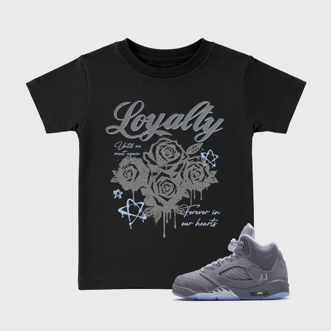 Air Jordan 5 Wolf Grey | Loyalty Kids Graphic Tee | SNRT Sneaker