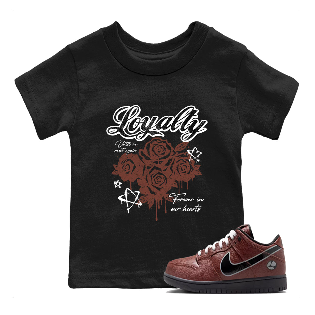 Sneaker match tees – Sneaker Tees To Match Dunk Low Football Shoes – Loyalty Kids T-Shirt Black 1
