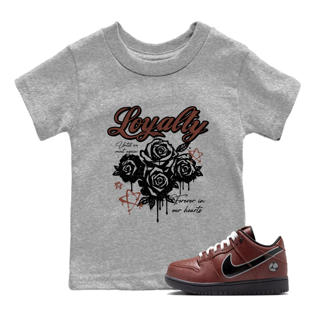 Sneaker match tees – Sneaker Tees To Match Dunk Low Football Shoes – Loyalty Kids T-Shirt Heather Grey 1