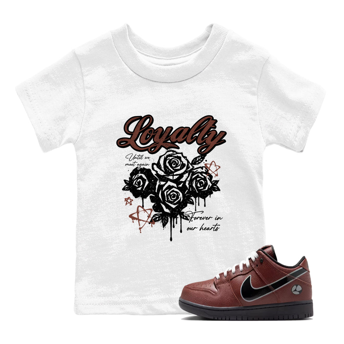 Sneaker match tees – Sneaker Tees To Match Dunk Low Football Shoes – Loyalty Kids T-Shirt White 1