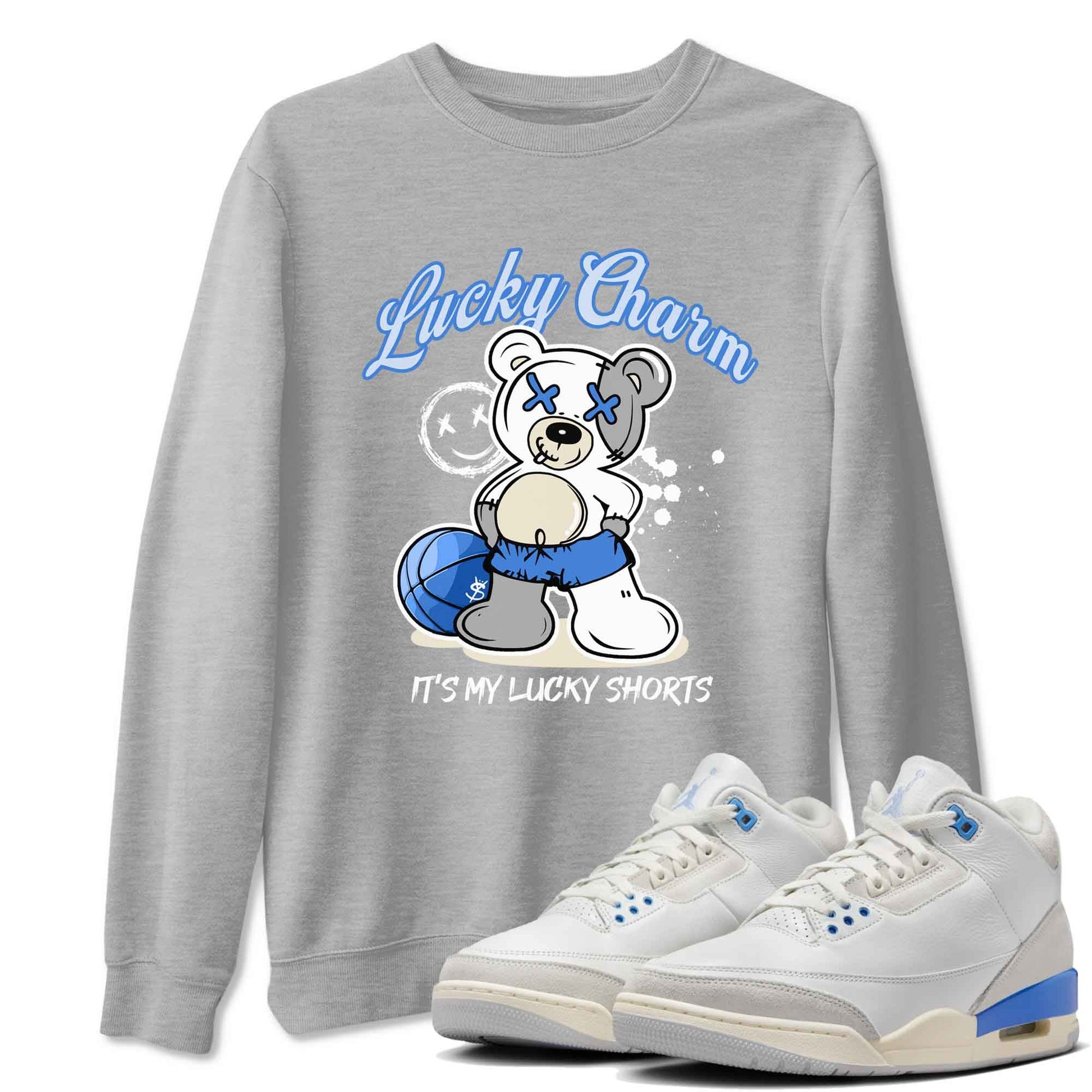 3s Lucky Shorts shirts to match jordans Lucky Charm best t shirts to wear with jordans Air Jordan 3 Lucky Shorts match shoes to clothes SNRT Sneaker Tees unisex cotton Heather Grey 1 shirts