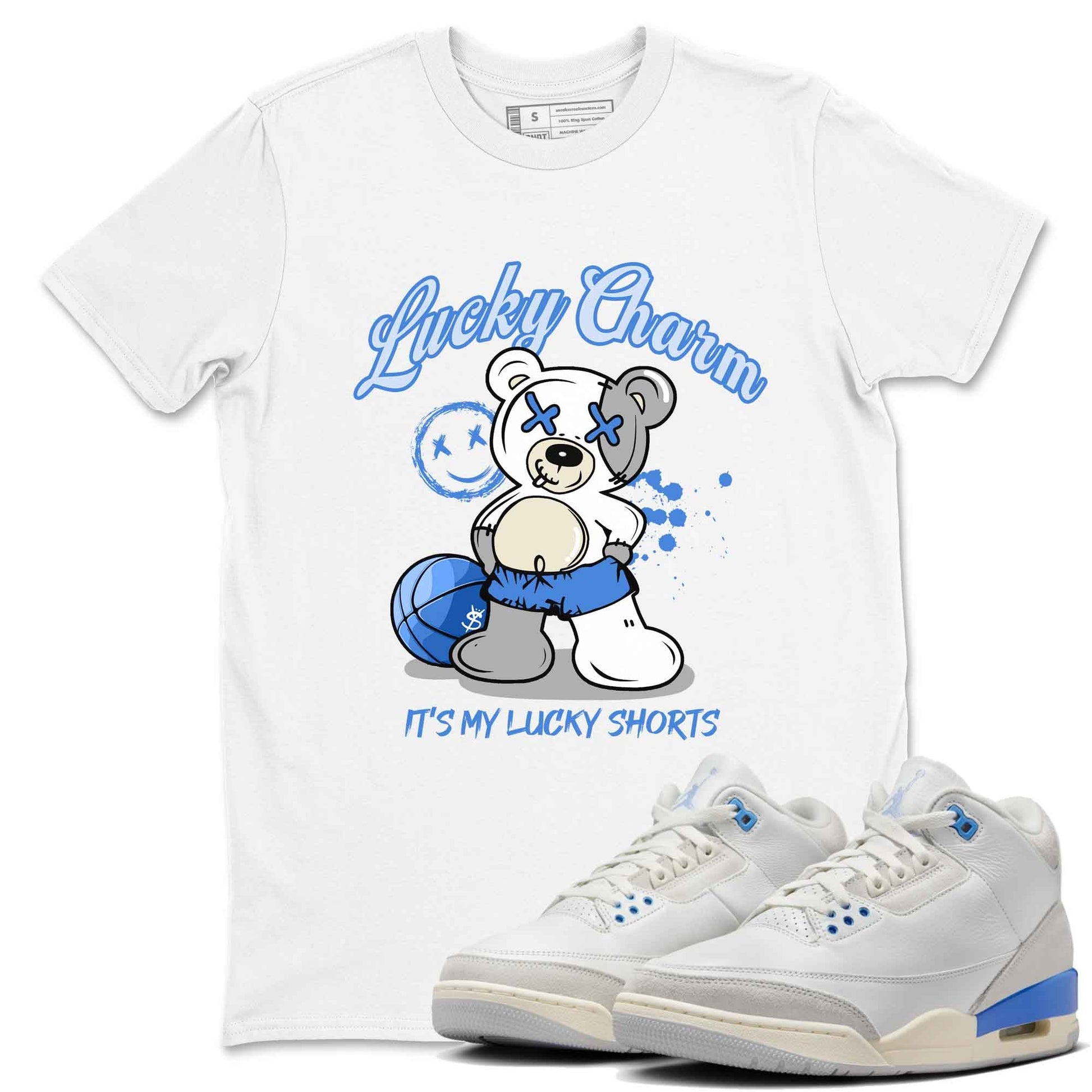 3s Lucky Shorts shirts to match jordans Lucky Charm best t shirts to wear with jordans Air Jordan 3 Lucky Shorts match shoes to clothes SNRT Sneaker Tees unisex cotton White 1 shirts