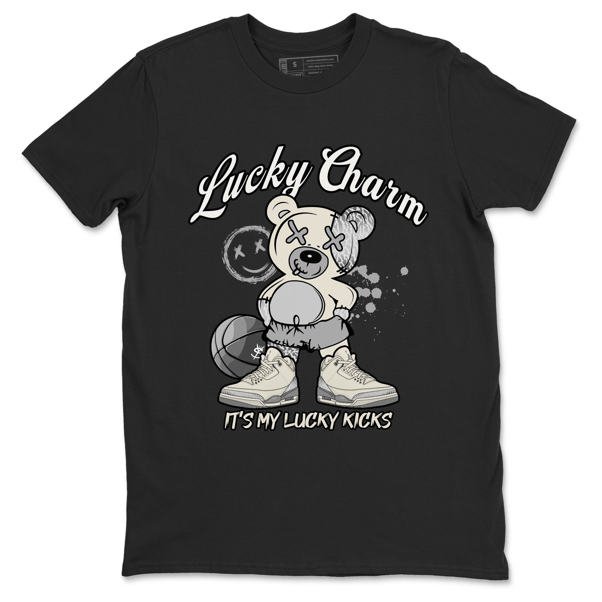 3s Sail and Cement Grey shirts to match jordans Lucky Charm sneaker match tees Air Jordan 3 Retro Sail and Cement Grey match shoes to clothes SNRT Sneaker Tees unisex cotton Black 2 shirts