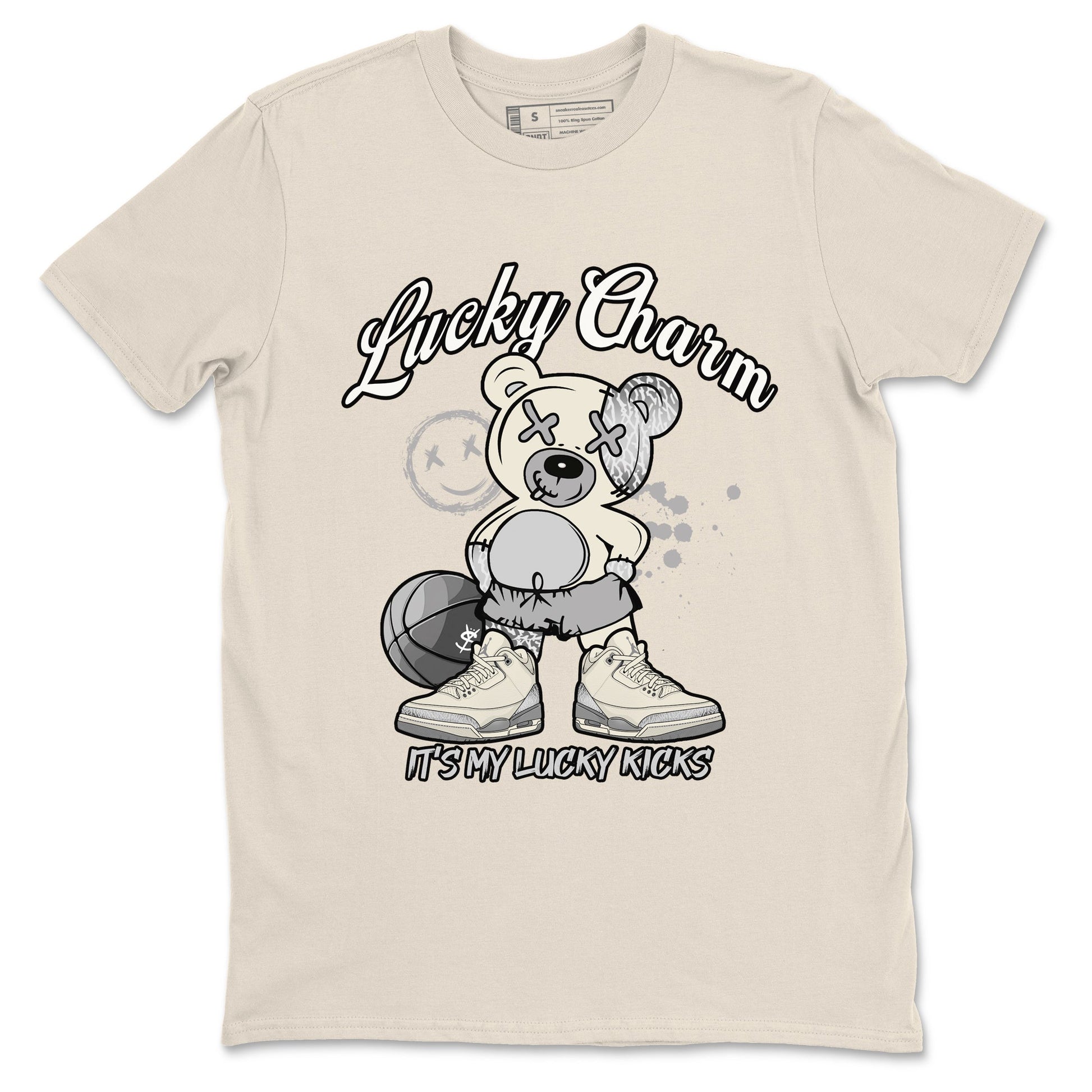 3s Sail and Cement Grey shirts to match jordans Lucky Charm sneaker match tees Air Jordan 3 Retro Sail and Cement Grey match shoes to clothes SNRT Sneaker Tees unisex cotton Natural 2 shirts