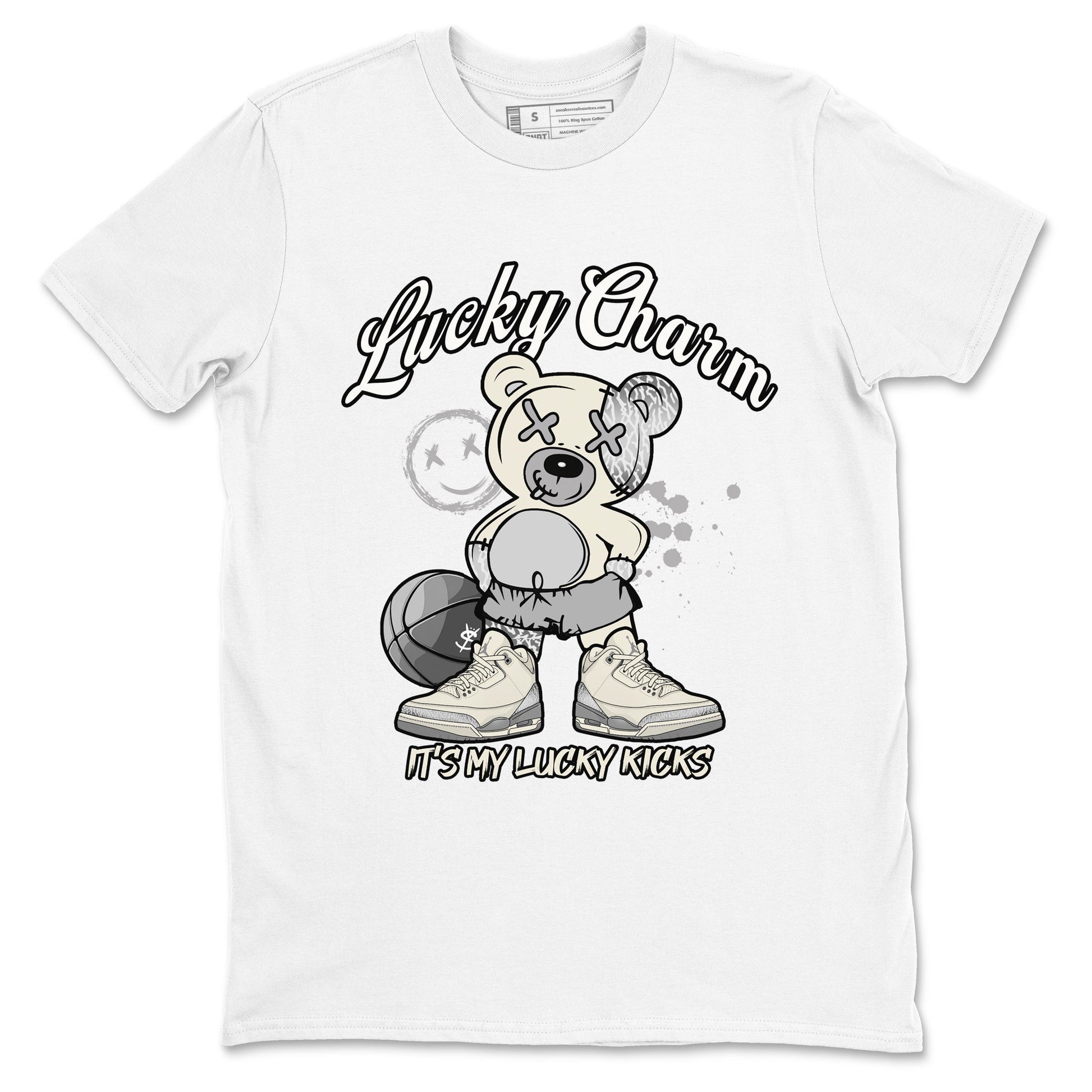 3s Sail and Cement Grey shirts to match jordans Lucky Charm sneaker match tees Air Jordan 3 Retro Sail and Cement Grey match shoes to clothes SNRT Sneaker Tees unisex cotton White 2 shirts