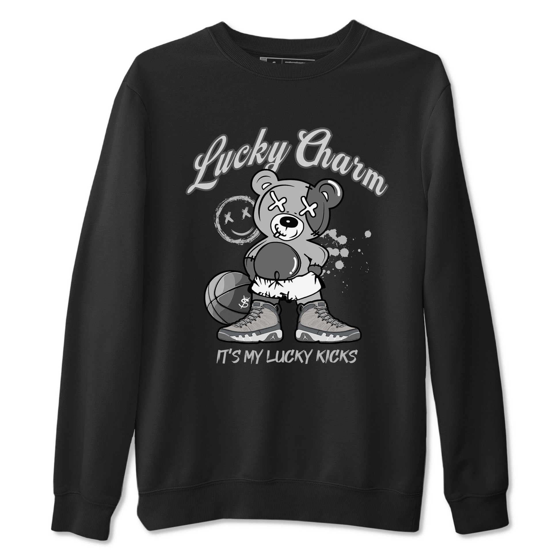 9s Cool Grey shirts to match jordans Lucky Charm sneaker match tees Air Jordan 9 Retro Cool Grey match shoes to clothes SNRT Sneaker Tees unisex cotton Black 2 shirts