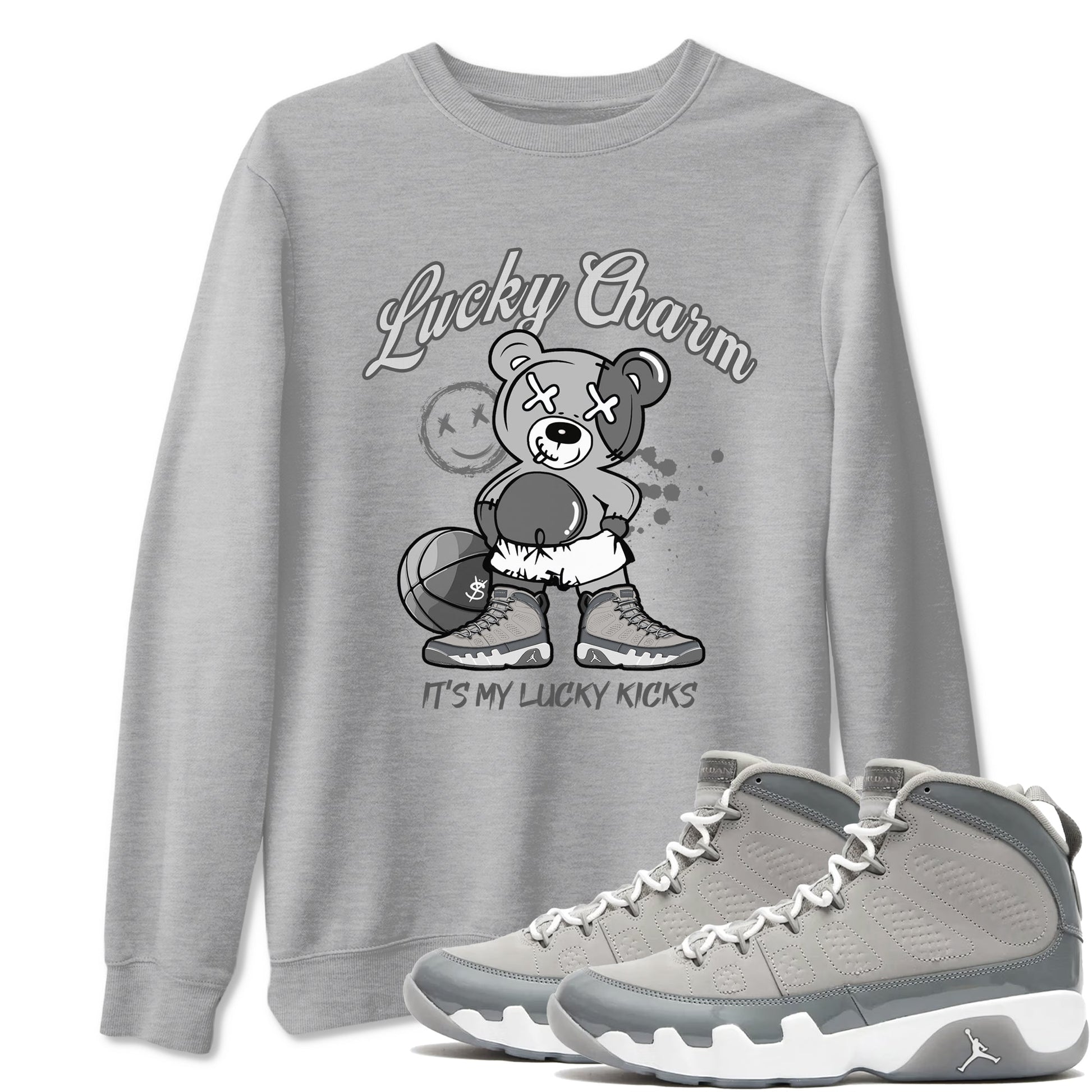 9s Cool Grey shirts to match jordans Lucky Charm sneaker match tees Air Jordan 9 Retro Cool Grey match shoes to clothes SNRT Sneaker Tees unisex cotton Heather Grey 1 shirts