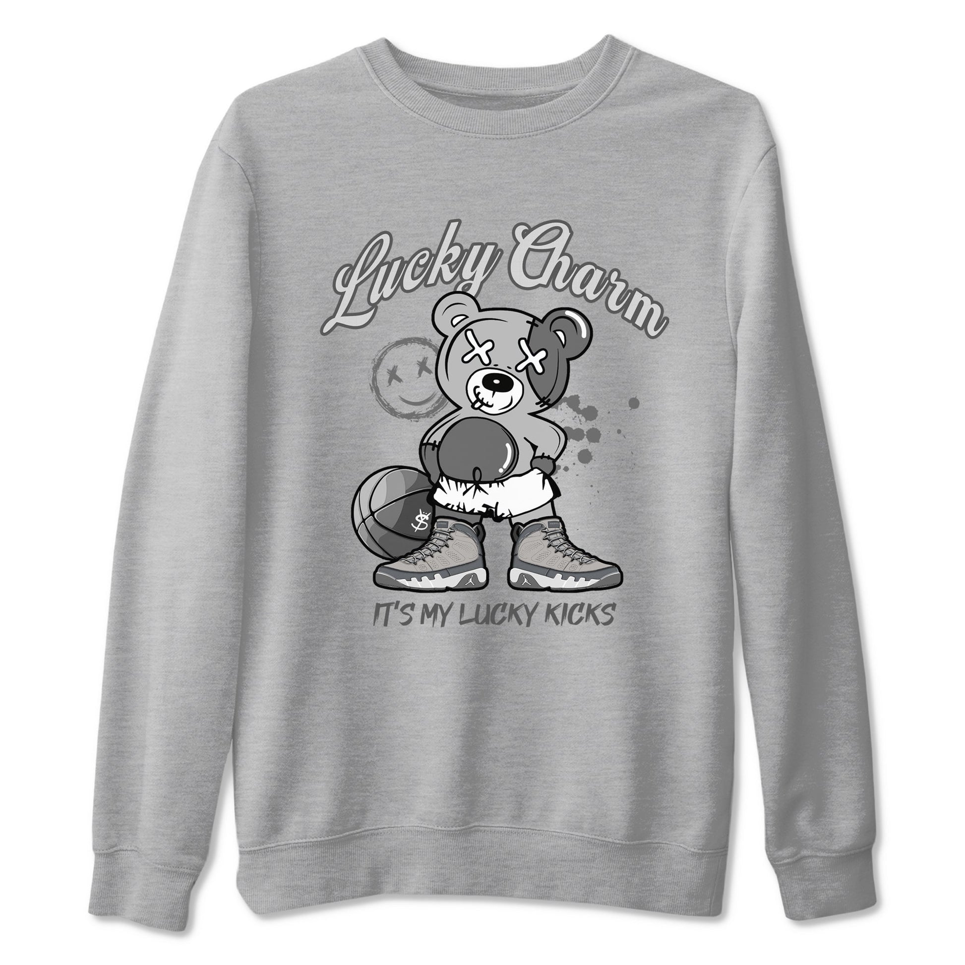 9s Cool Grey shirts to match jordans Lucky Charm sneaker match tees Air Jordan 9 Retro Cool Grey match shoes to clothes SNRT Sneaker Tees unisex cotton Heather Grey 2 shirts