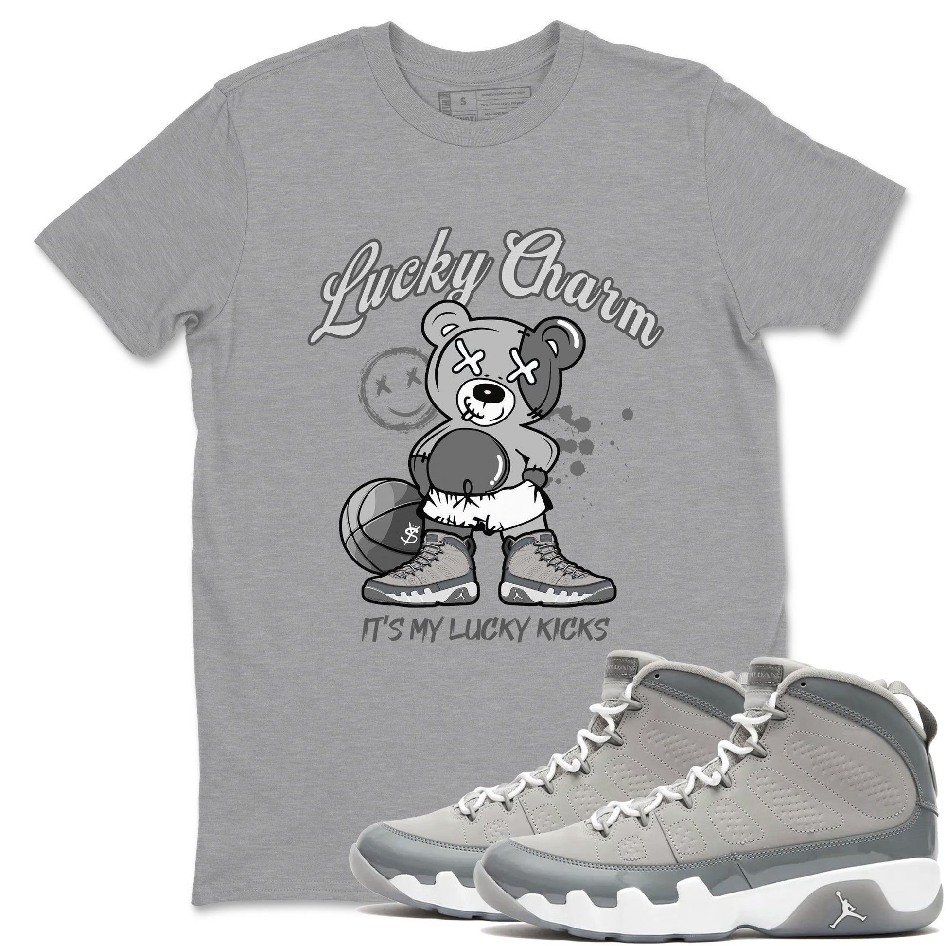 9s Cool Grey shirts to match jordans Lucky Charm sneaker match tees Air Jordan 9 Retro Cool Grey match shoes to clothes SNRT Sneaker Tees unisex cotton Heather Grey 1 shirts