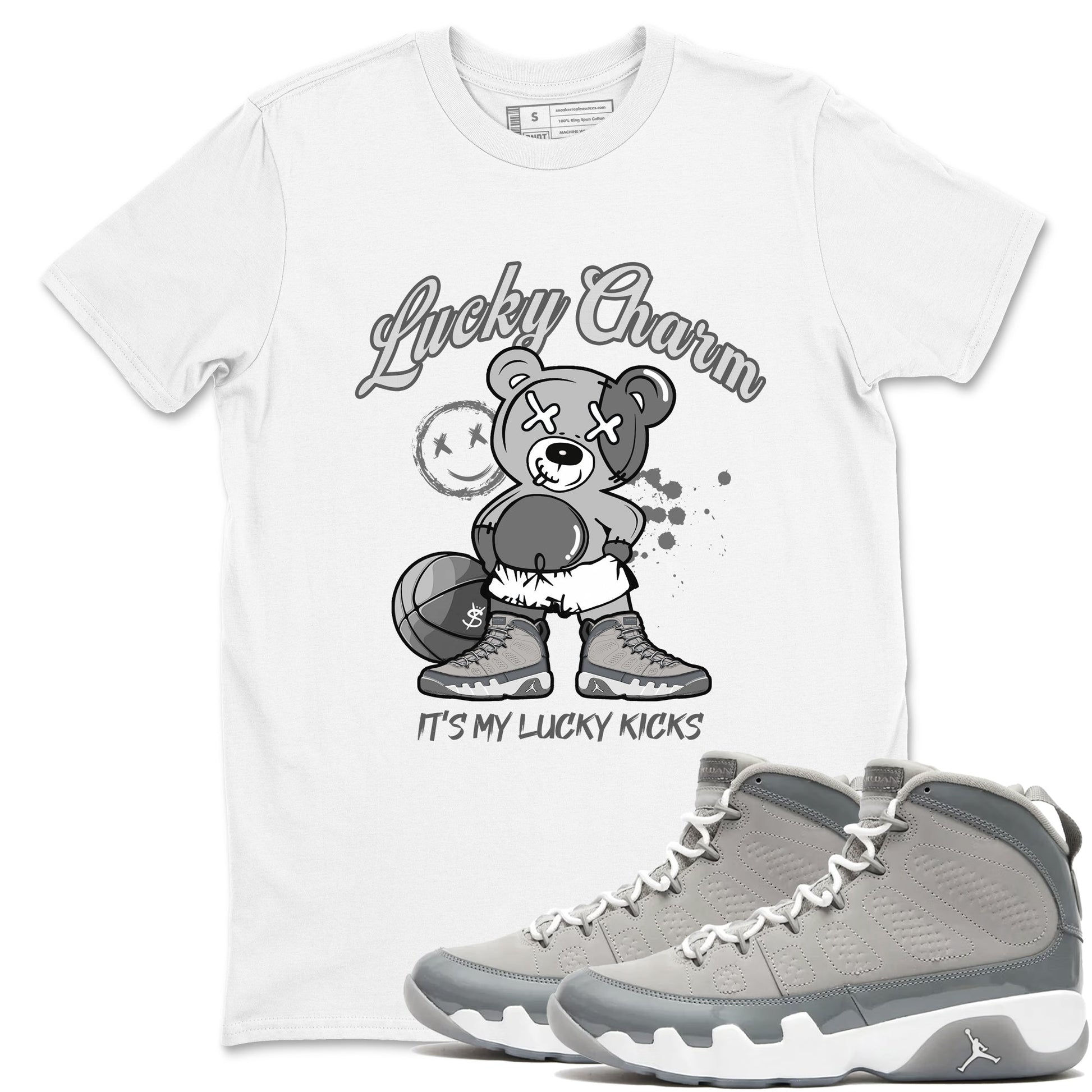 9s Cool Grey shirts to match jordans Lucky Charm sneaker match tees Air Jordan 9 Retro Cool Grey match shoes to clothes SNRT Sneaker Tees unisex cotton White 1 shirts