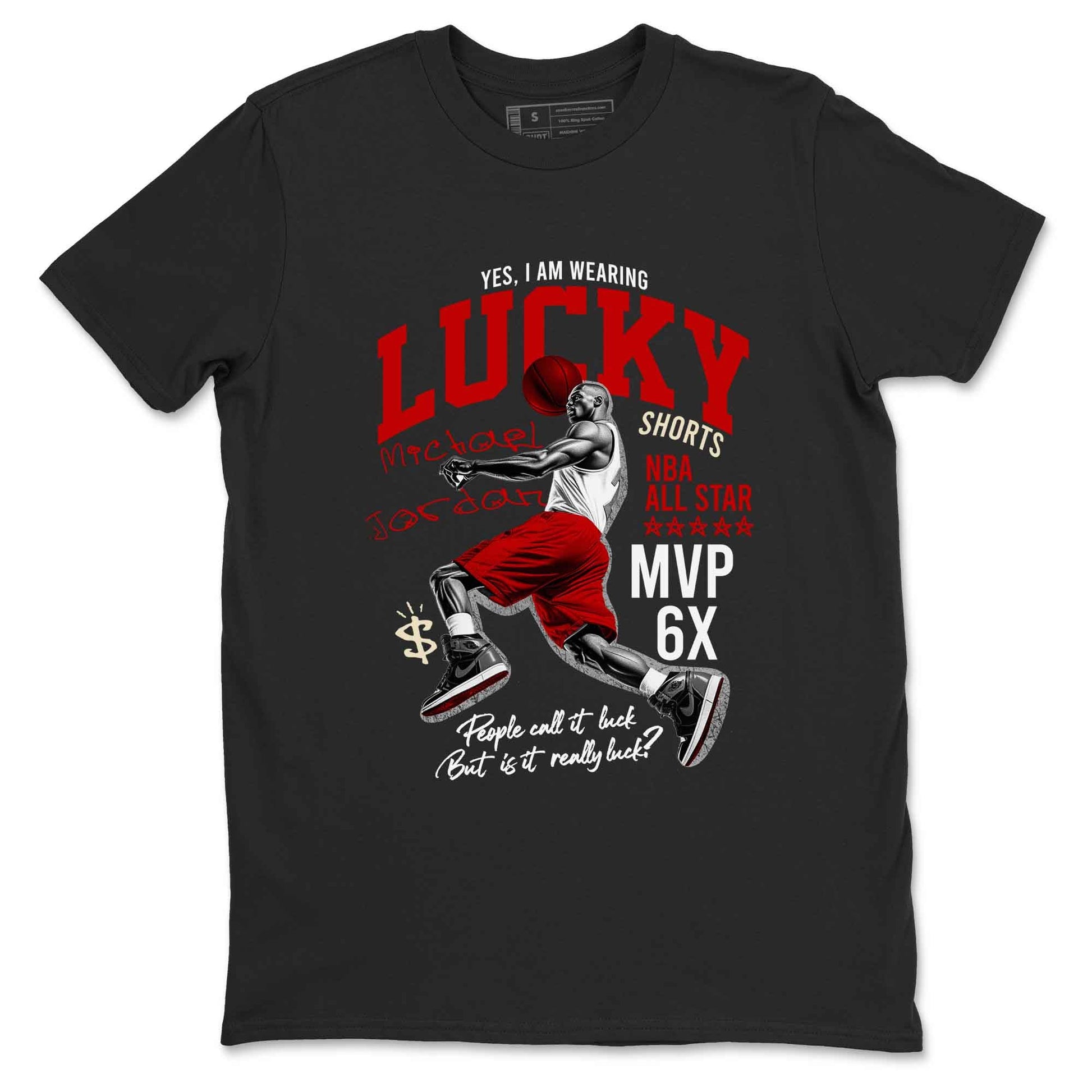 1s Black Toe Reimagined shirts to match jordans Lucky Player best t shirts to wear with jordans AJ1 High OG Black Toe Reimagined match shoes to clothes SNRT Sneaker Tees unisex cotton Black 2 shirts