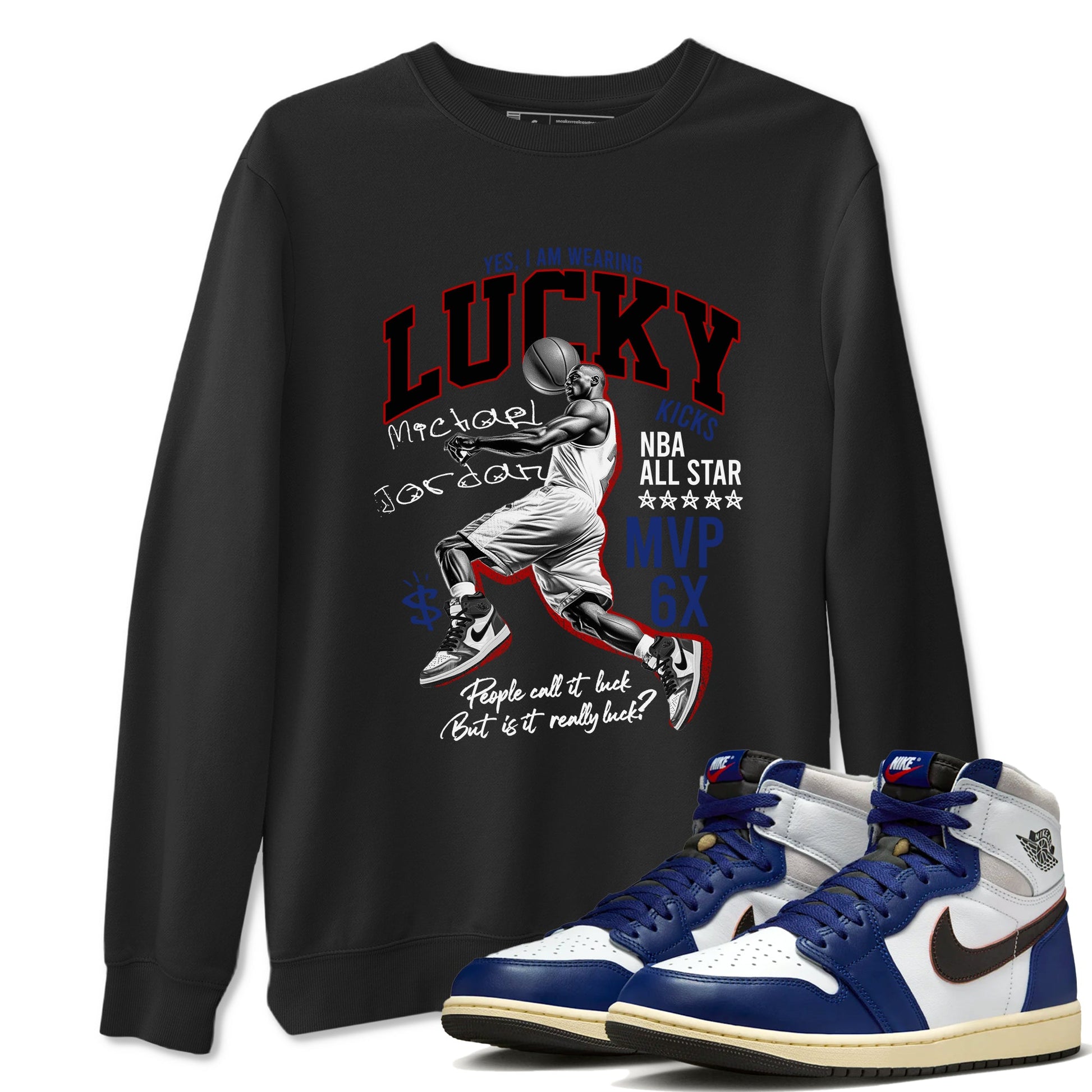 1s Rare Air shirts to match jordans Lucky Player sneaker match tees Air Jordan 1 High OG Rare Air Deep Royal Blue match shoes to clothes SNRT Sneaker Tees unisex cotton Black 1 shirts