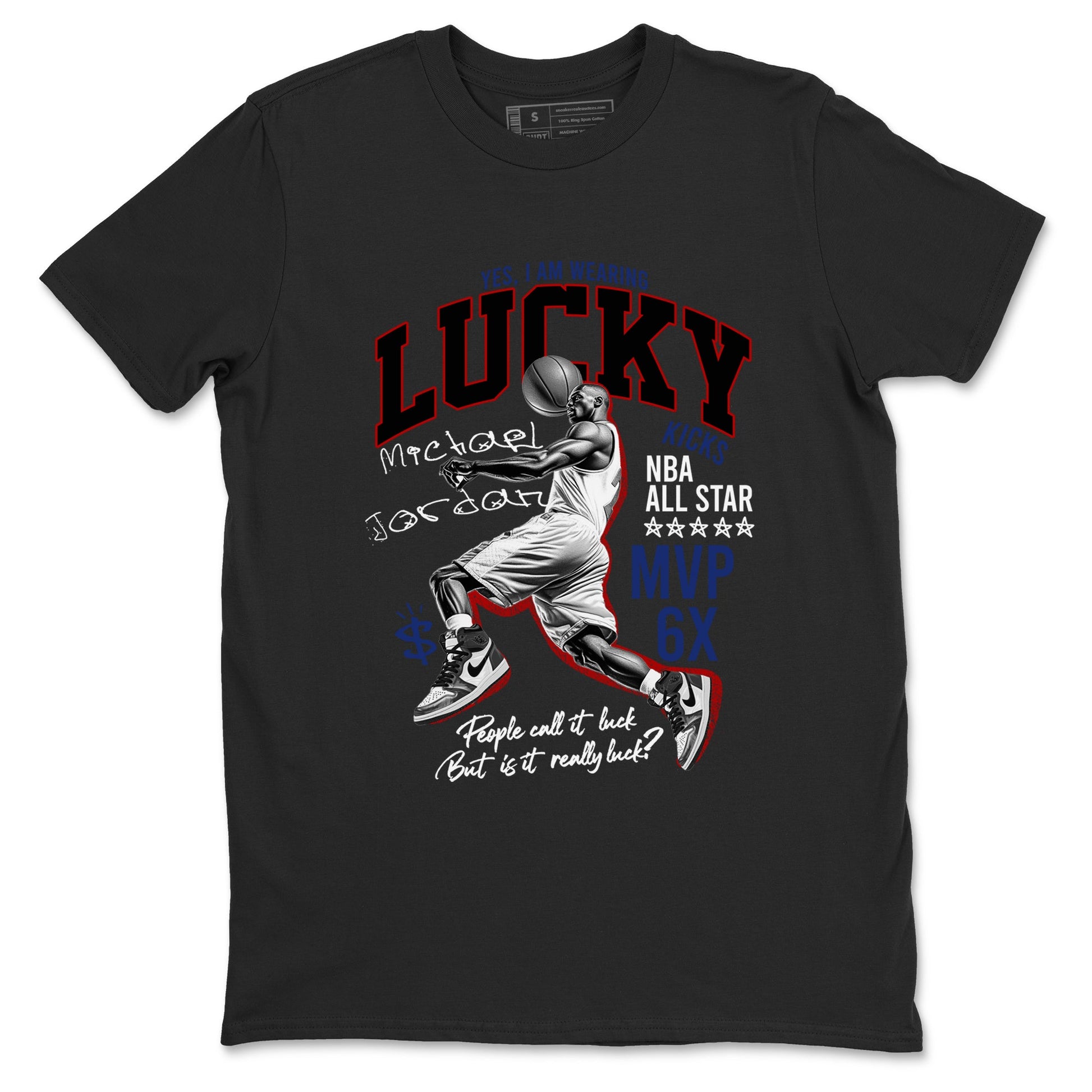 1s Rare Air shirts to match jordans Lucky Player sneaker match tees Air Jordan 1 High OG Rare Air Deep Royal Blue match shoes to clothes SNRT Sneaker Tees unisex cotton Black 2 shirts