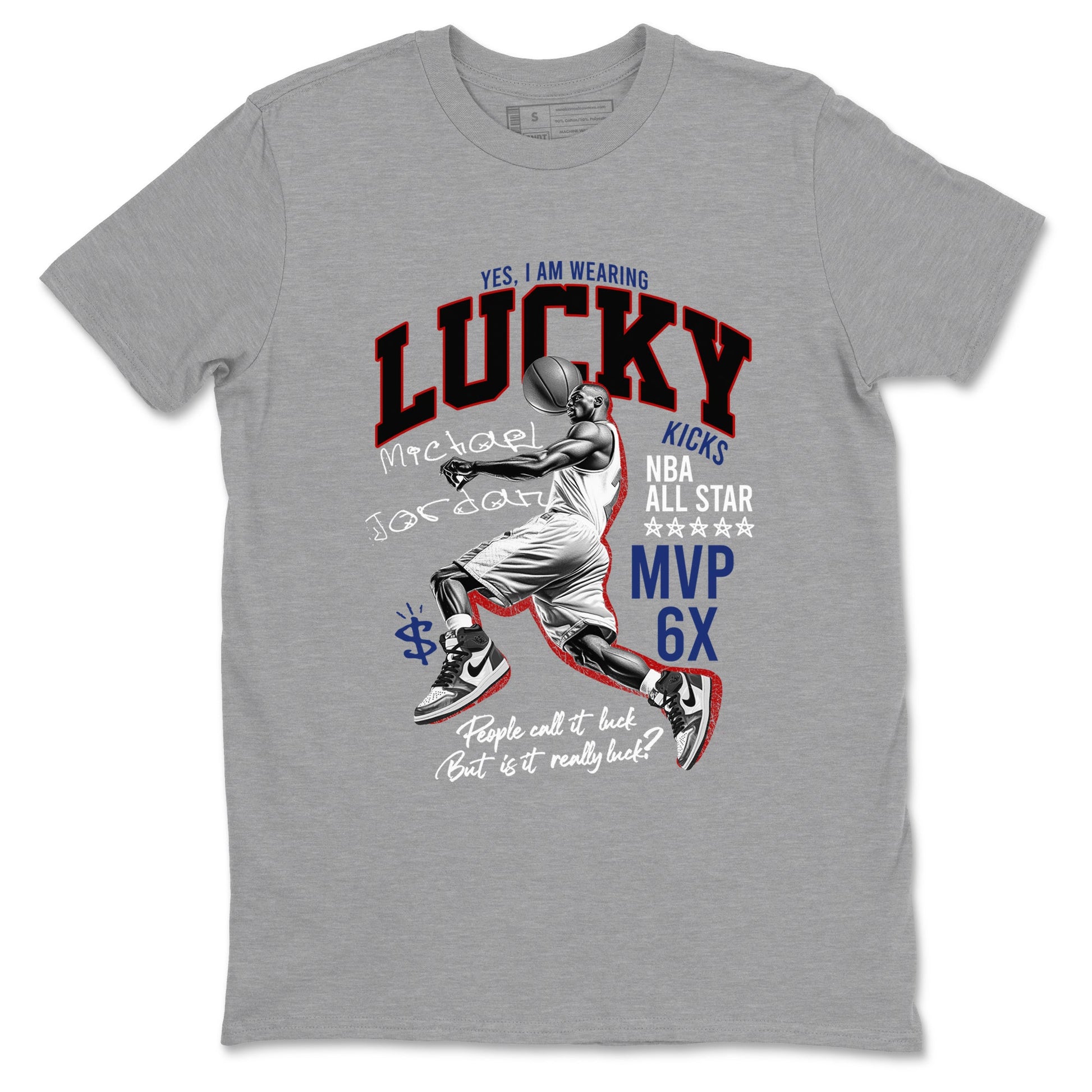 1s Rare Air shirts to match jordans Lucky Player sneaker match tees Air Jordan 1 High OG Rare Air Deep Royal Blue match shoes to clothes SNRT Sneaker Tees unisex cotton Heather Grey 2 shirts