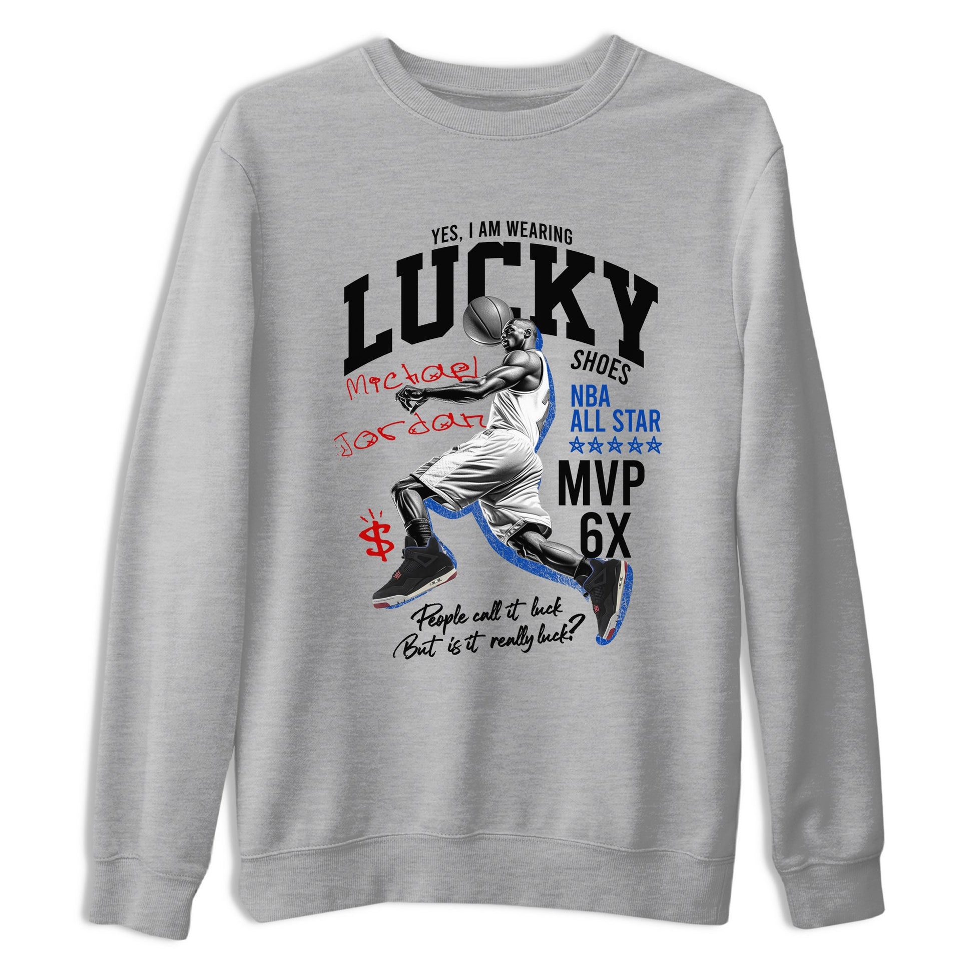 Sneaker match tees – Sneaker Tees To Match Jordan 4 Retro Rare Air Shoes – Lucky Player Tee Heather Grey 2