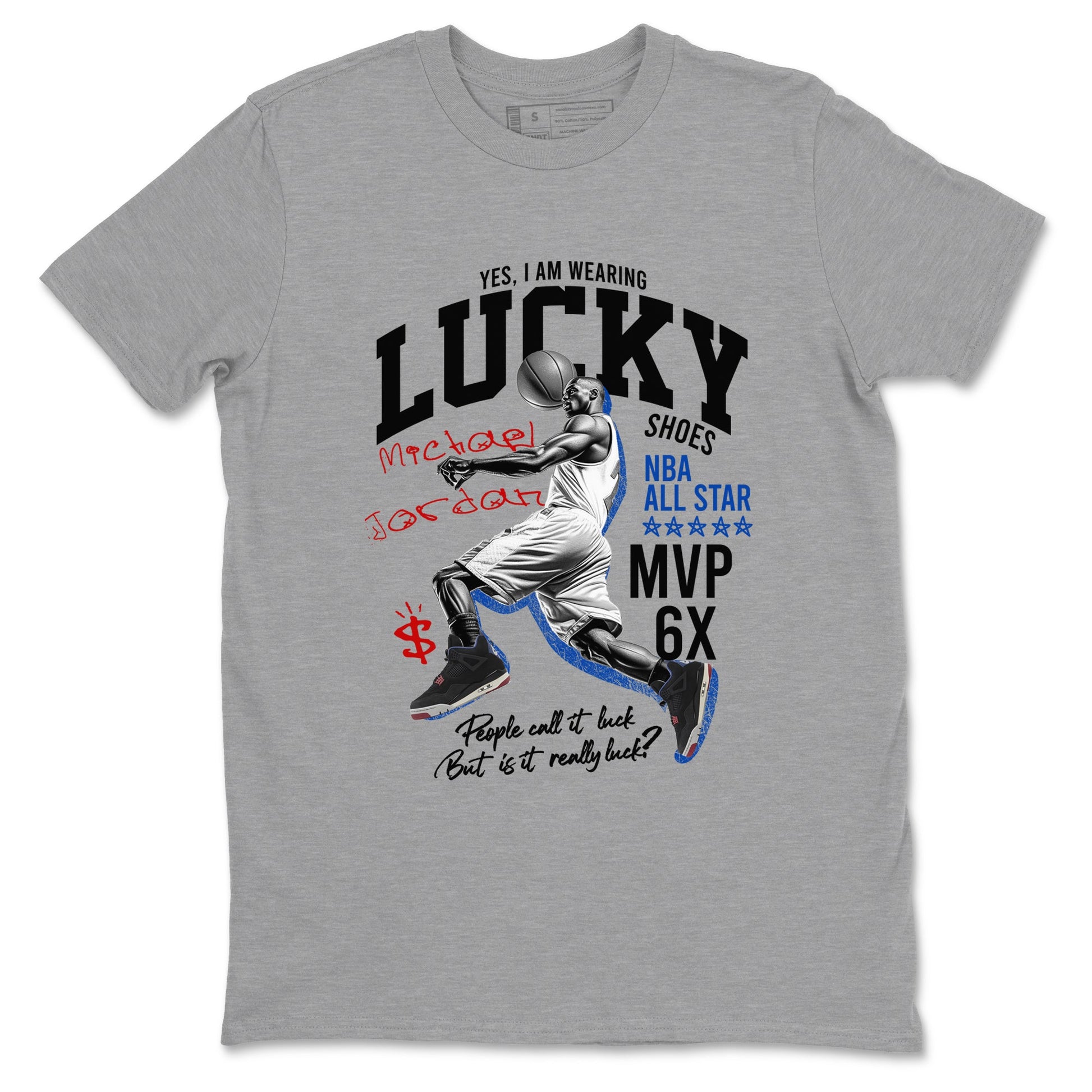 Sneaker match tees – Sneaker Tees To Match Jordan 4 Retro Rare Air Shoes – Lucky Player Tee Heather Grey 2