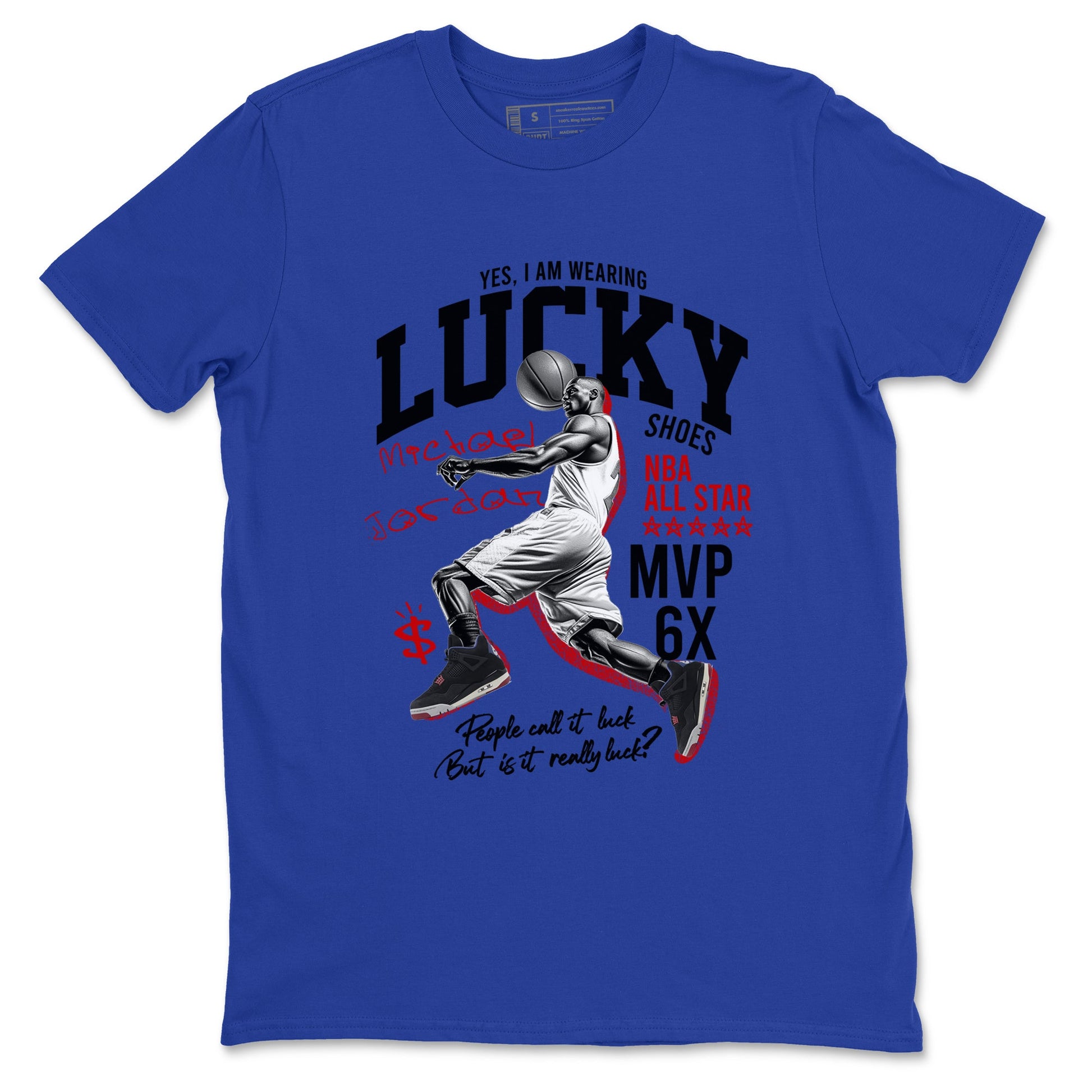 Sneaker match tees – Sneaker Tees To Match Jordan 4 Retro Rare Air Shoes – Lucky Player Tee Royal Blue 2