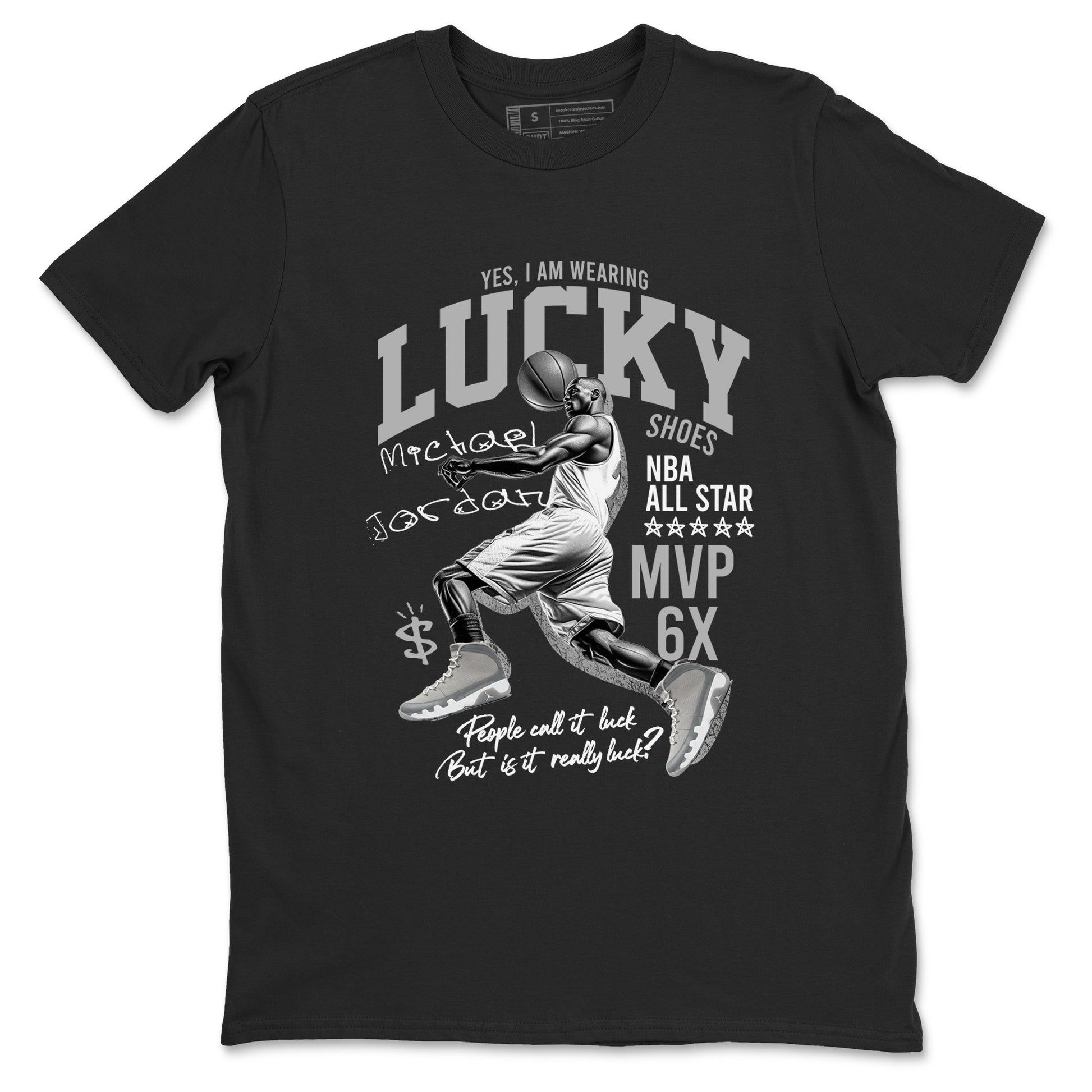 9s Cool Grey shirts to match jordans Lucky Player sneaker match tees Air Jordan 9 Retro Cool Grey match shoes to clothes SNRT Sneaker Tees unisex cotton Black 2 shirts