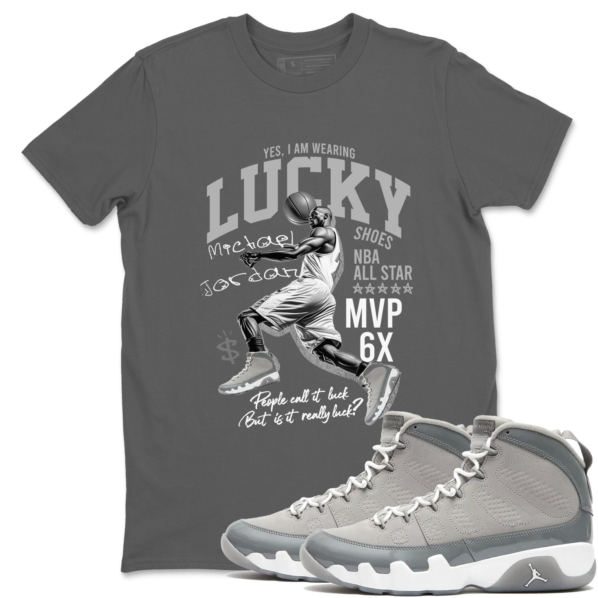 9s Cool Grey shirts to match jordans Lucky Player sneaker match tees Air Jordan 9 Retro Cool Grey match shoes to clothes SNRT Sneaker Tees unisex cotton Cool Grey 1 shirts