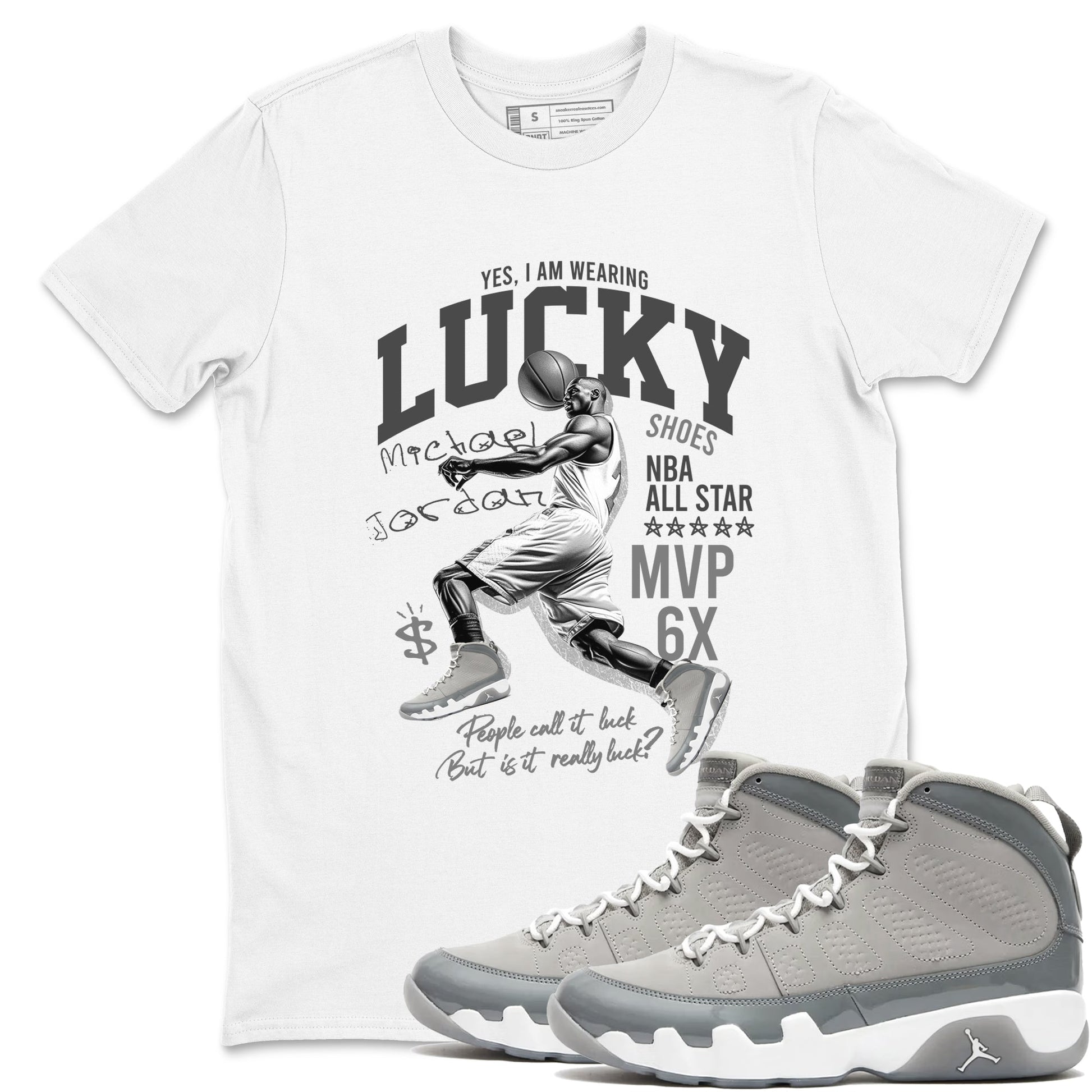 9s Cool Grey shirts to match jordans Lucky Player sneaker match tees Air Jordan 9 Retro Cool Grey match shoes to clothes SNRT Sneaker Tees unisex cotton White 1 shirts