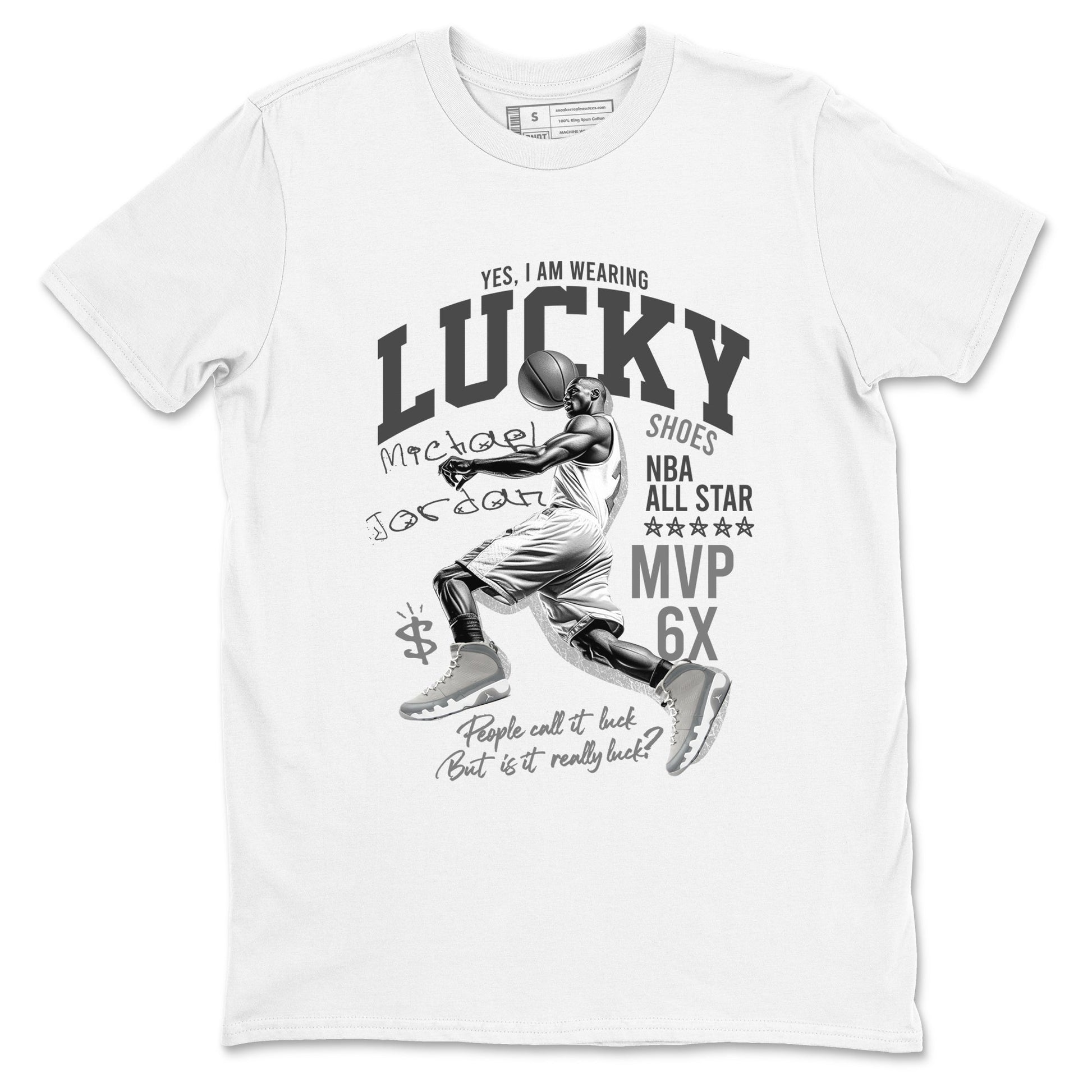 9s Cool Grey shirts to match jordans Lucky Player sneaker match tees Air Jordan 9 Retro Cool Grey match shoes to clothes SNRT Sneaker Tees unisex cotton White 2 shirts