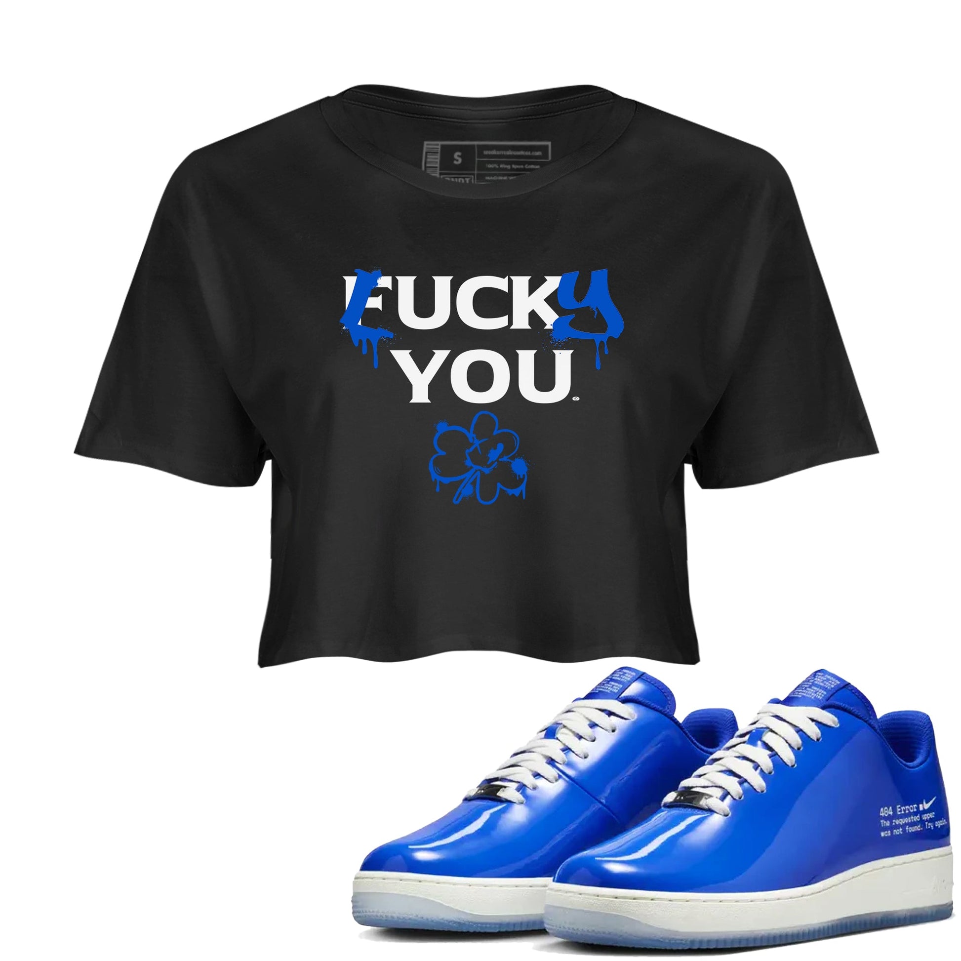 Air Force 1 404 Error shirt to match jordans Lucky You sneaker tees Air Force 1 404 Error SNRT Sneaker Release Tees Black 1 crop length shirt