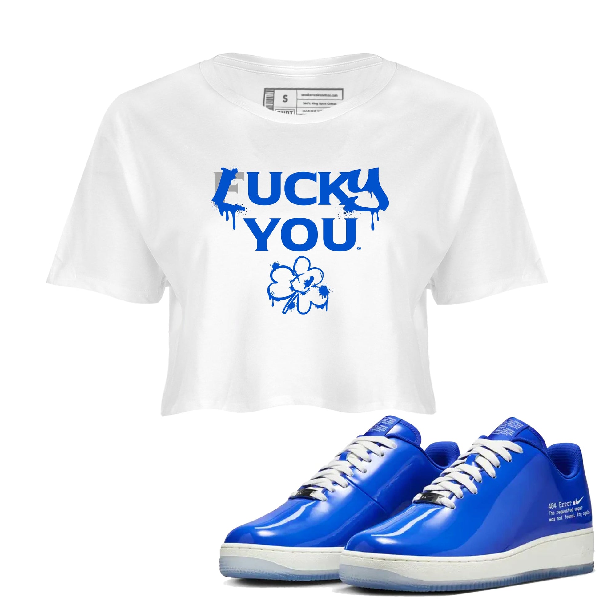 Air Force 1 404 Error shirt to match jordans Lucky You sneaker tees Air Force 1 404 Error SNRT Sneaker Release Tees White 1 crop length shirt