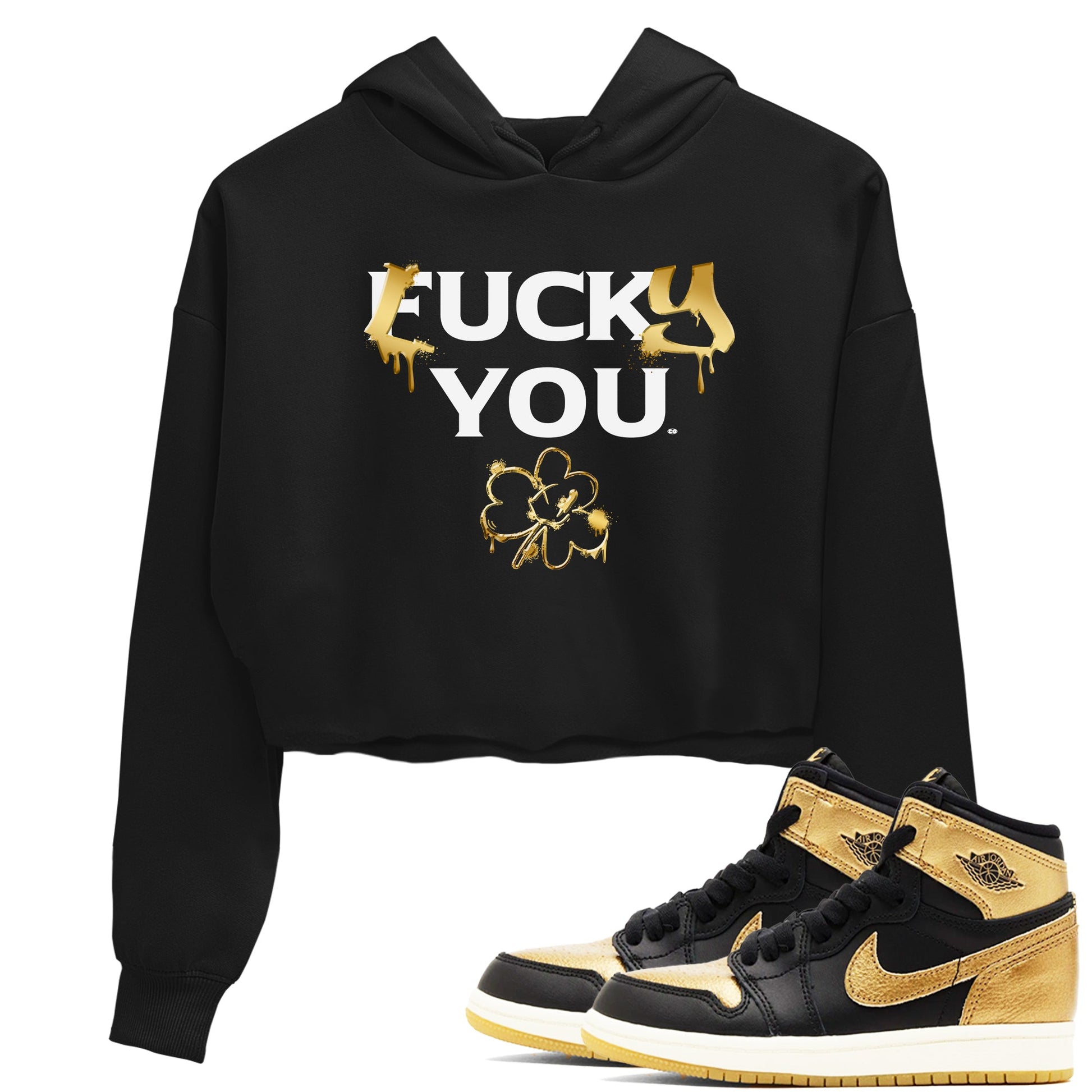 1s Black Metallic Gold shirts to match jordans Lucky You sneaker match tees Air Jordan 1 Black Metallic Gold SNRT Sneaker Release Tees unisex cotton Black 1 Crop Shirts