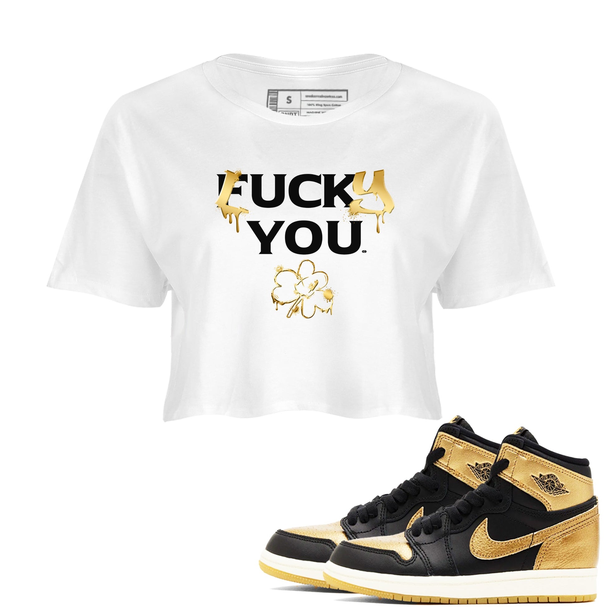 1s Black Metallic Gold shirts to match jordans Lucky You sneaker match tees Air Jordan 1 Black Metallic Gold SNRT Sneaker Release Tees unisex cotton White 1 Crop Shirts