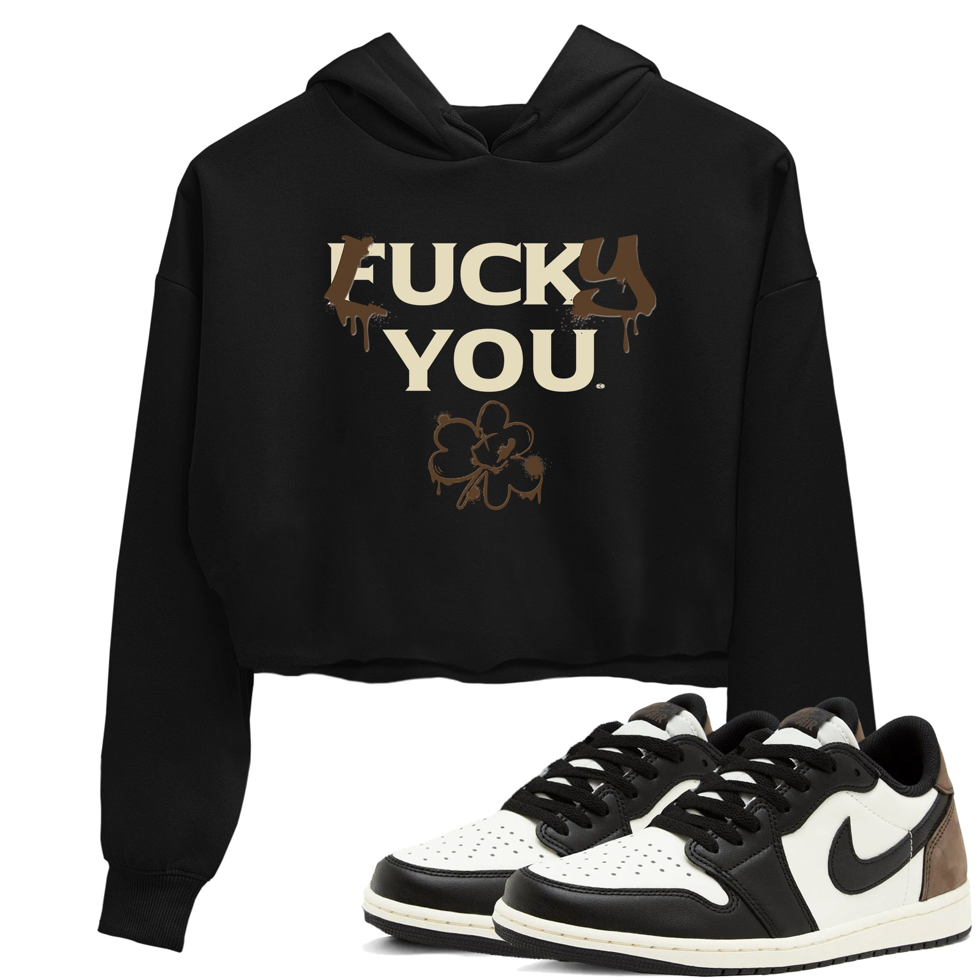 1s Mocha shirts to match jordans Lucky You sneaker match tees Air Jordan 1 Mocha match shoes to clothes SNRT Sneaker Tees unisex cotton Black 1 crop tee
