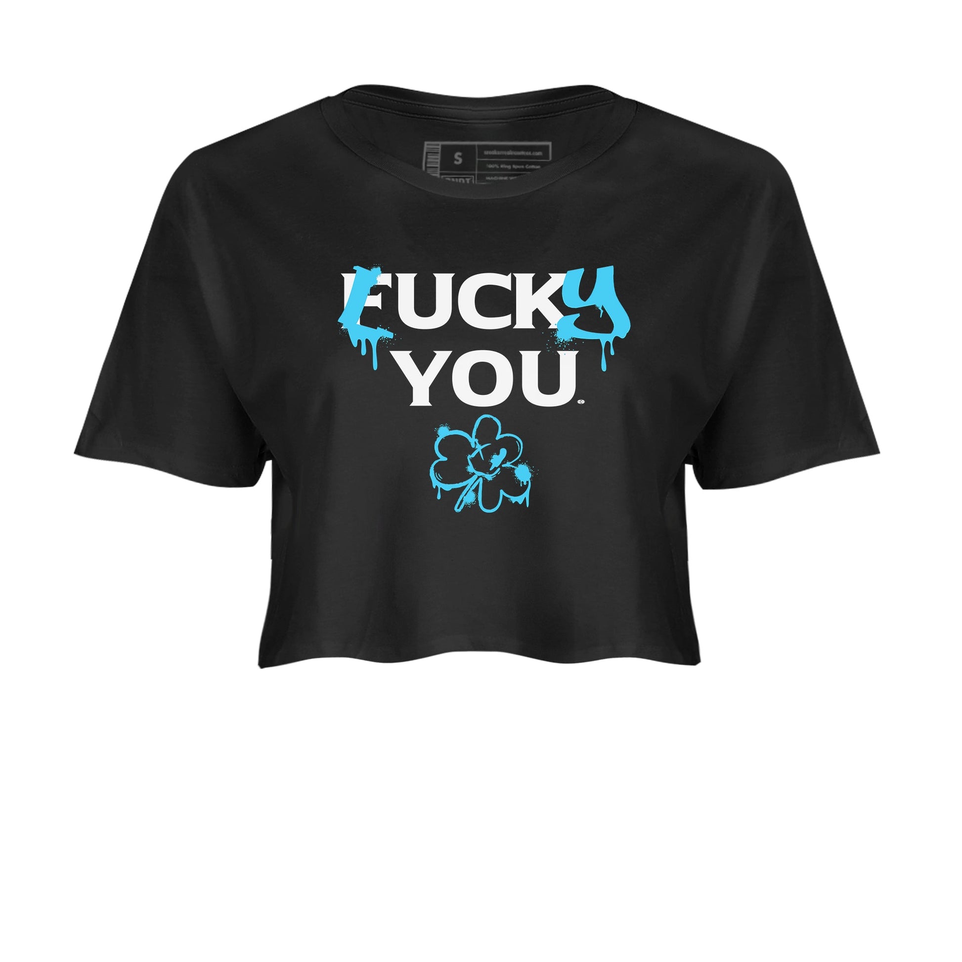 9s Powder Blue shirt to match jordans Lucky You sneaker tees Air Jordan 9 Powder Blue Streetwear Brand Streetwear Brand SNRT Sneaker Release Tees Black 2 crop length shirt