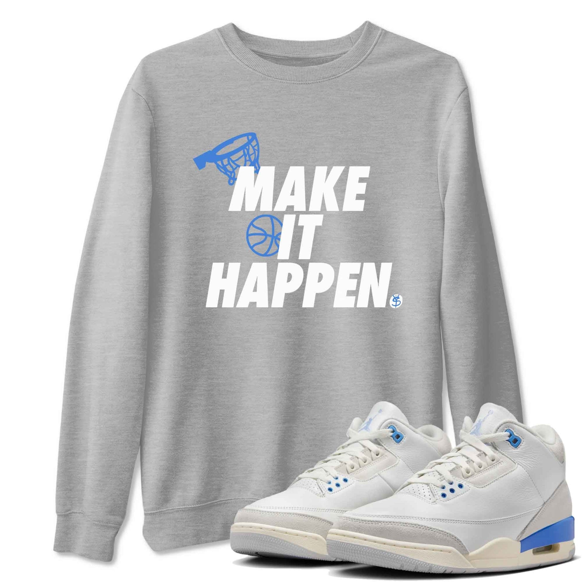 3s Lucky Shorts shirts to match jordans Make It Happen best t shirts to wear with jordans Air Jordan 3 Lucky Shorts match shoes to clothes SNRT Sneaker Tees unisex cotton Heather Grey 1 shirts