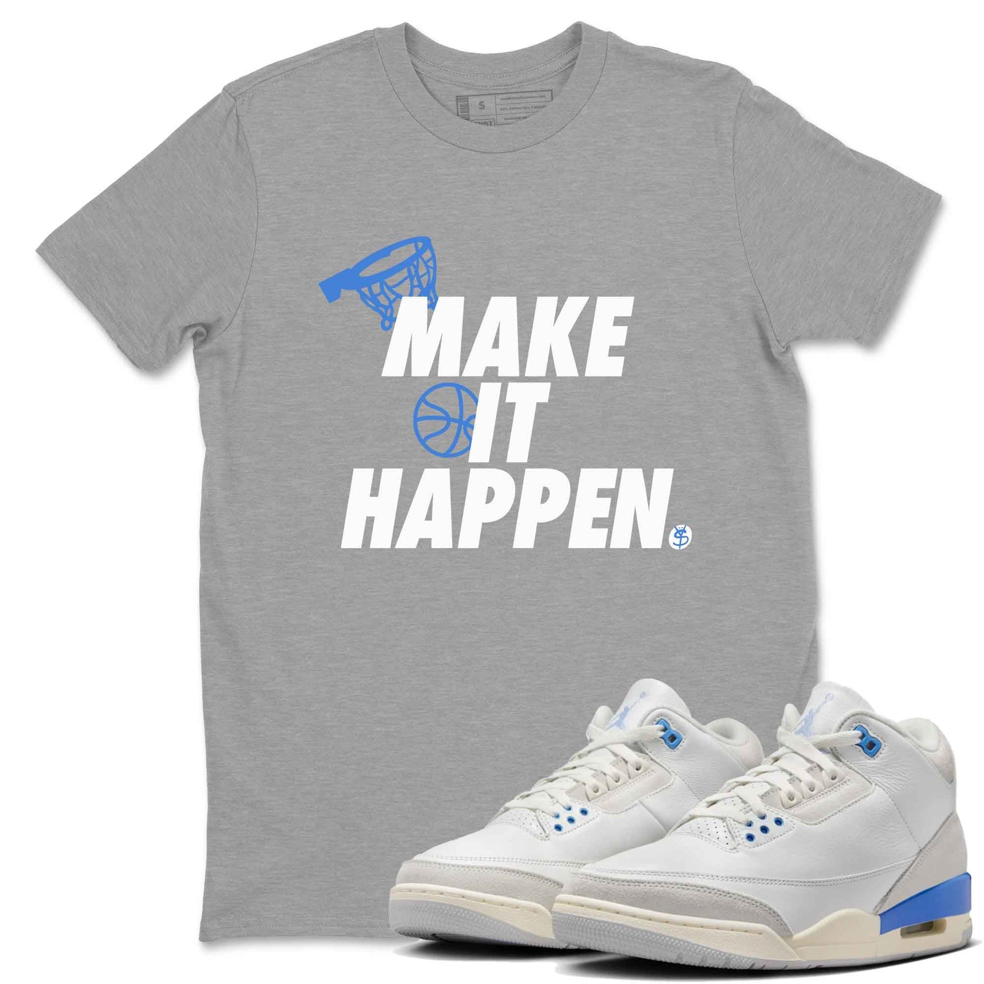 3s Lucky Shorts shirts to match jordans Make It Happen best t shirts to wear with jordans Air Jordan 3 Lucky Shorts match shoes to clothes SNRT Sneaker Tees unisex cotton Heather Grey 1 shirts